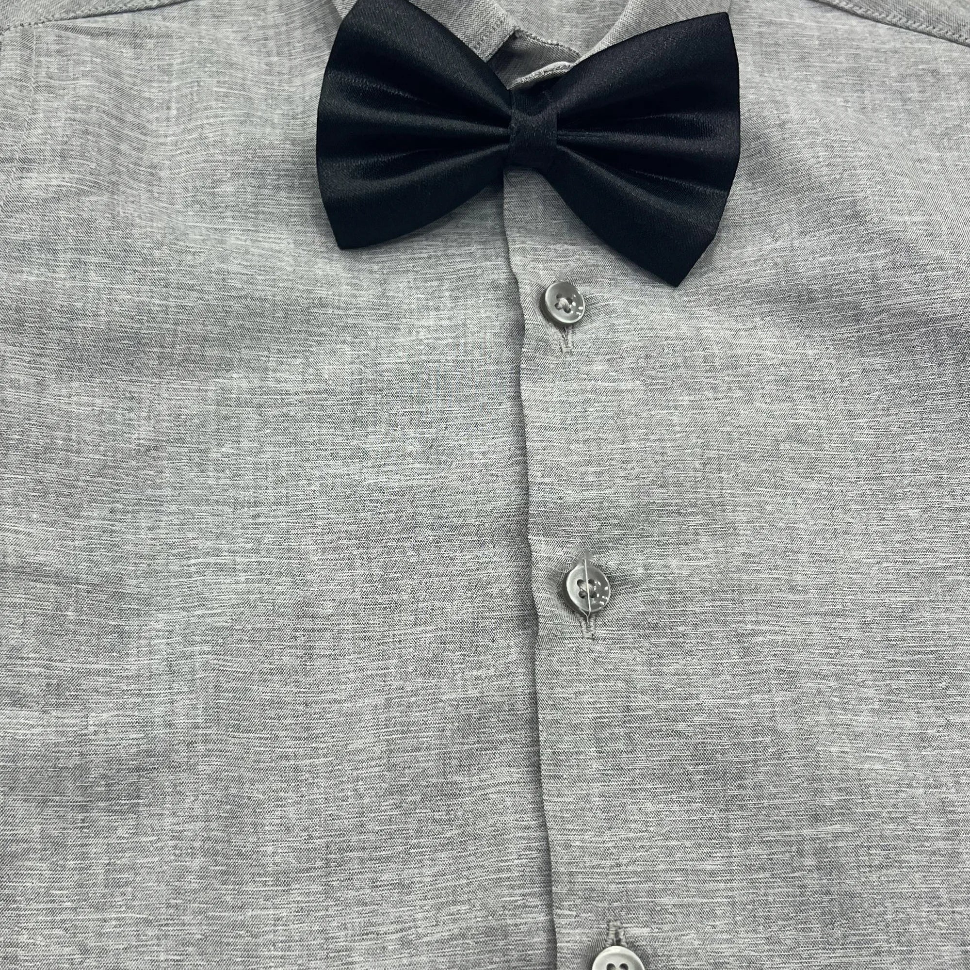 Baby Boy Light Grey Self Black pant Formal Gallis suit