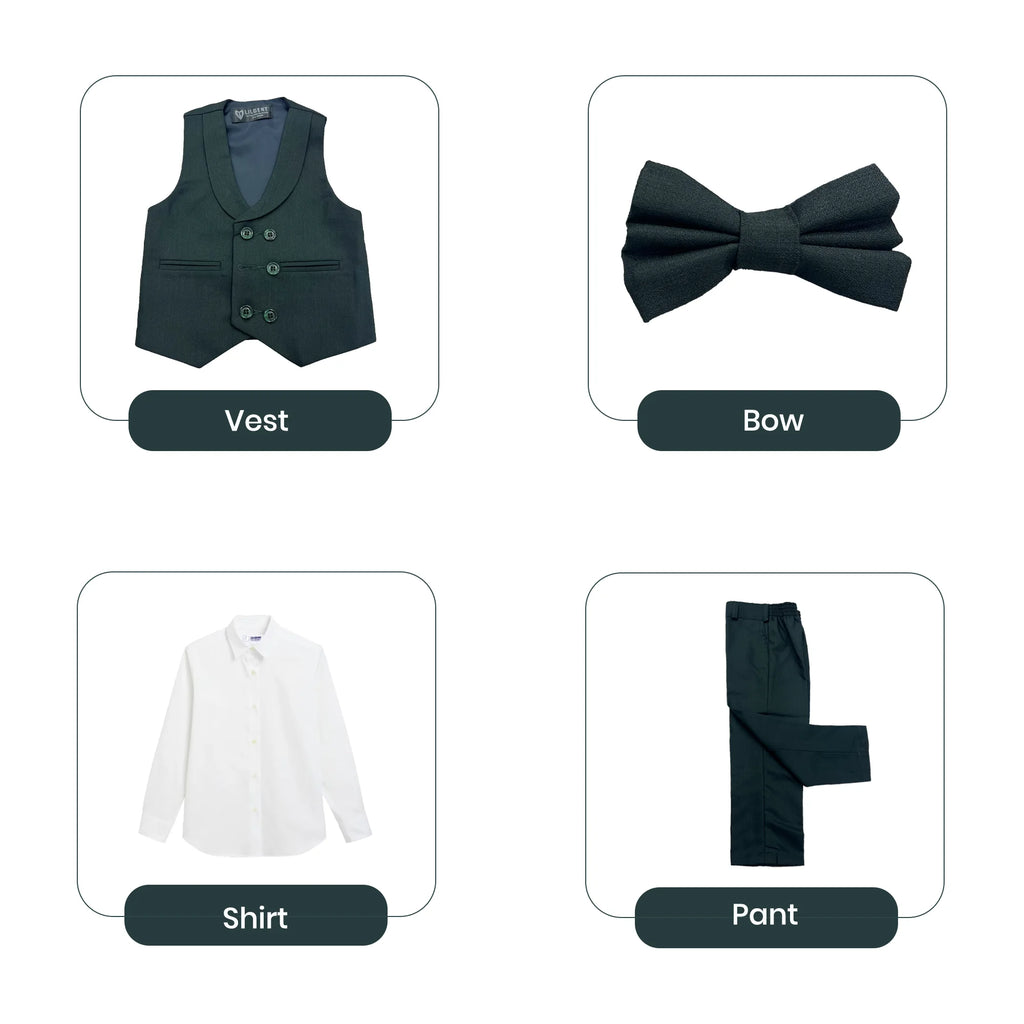 Baby Boy Bottle Green Six Button Waistcoat Formal Set