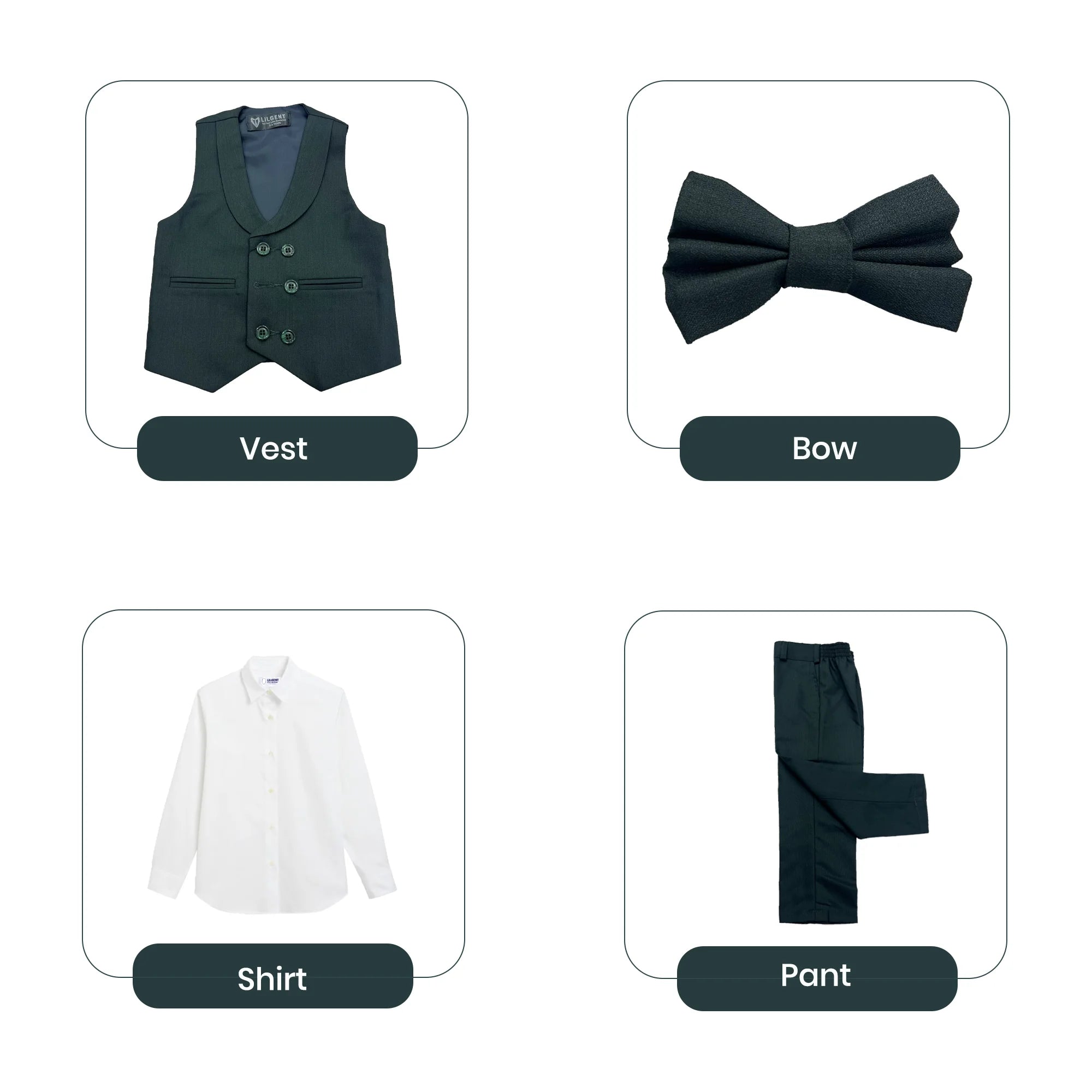 Baby Boy Bottle Green Six Button Waistcoat Formal Set