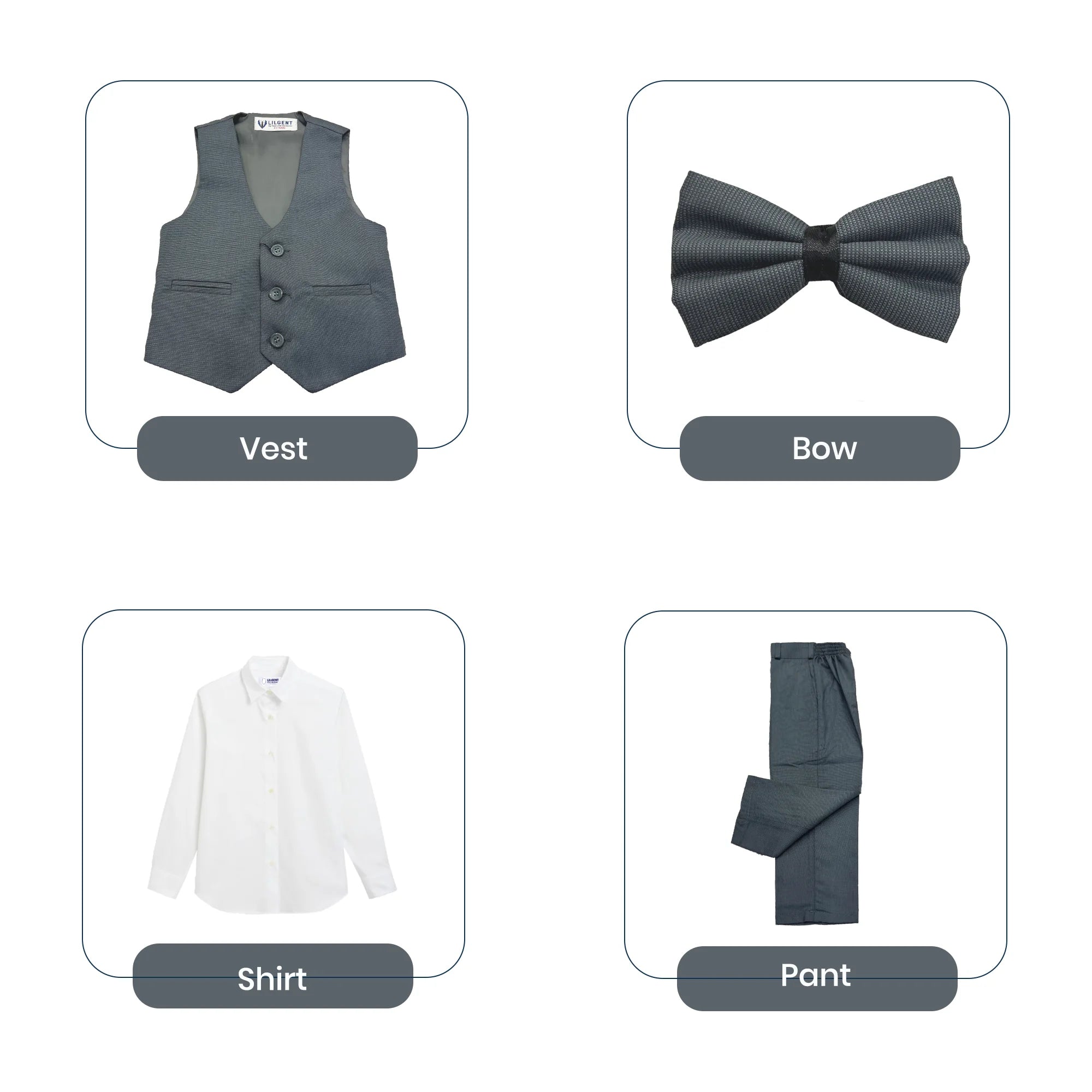 Baby Boy Medium Grey Waistcoat Formal Set