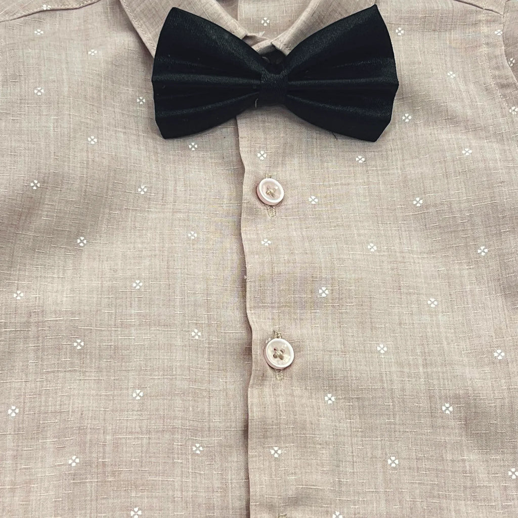 Baby Boy Pink Print Black pant Formal Gallis suit