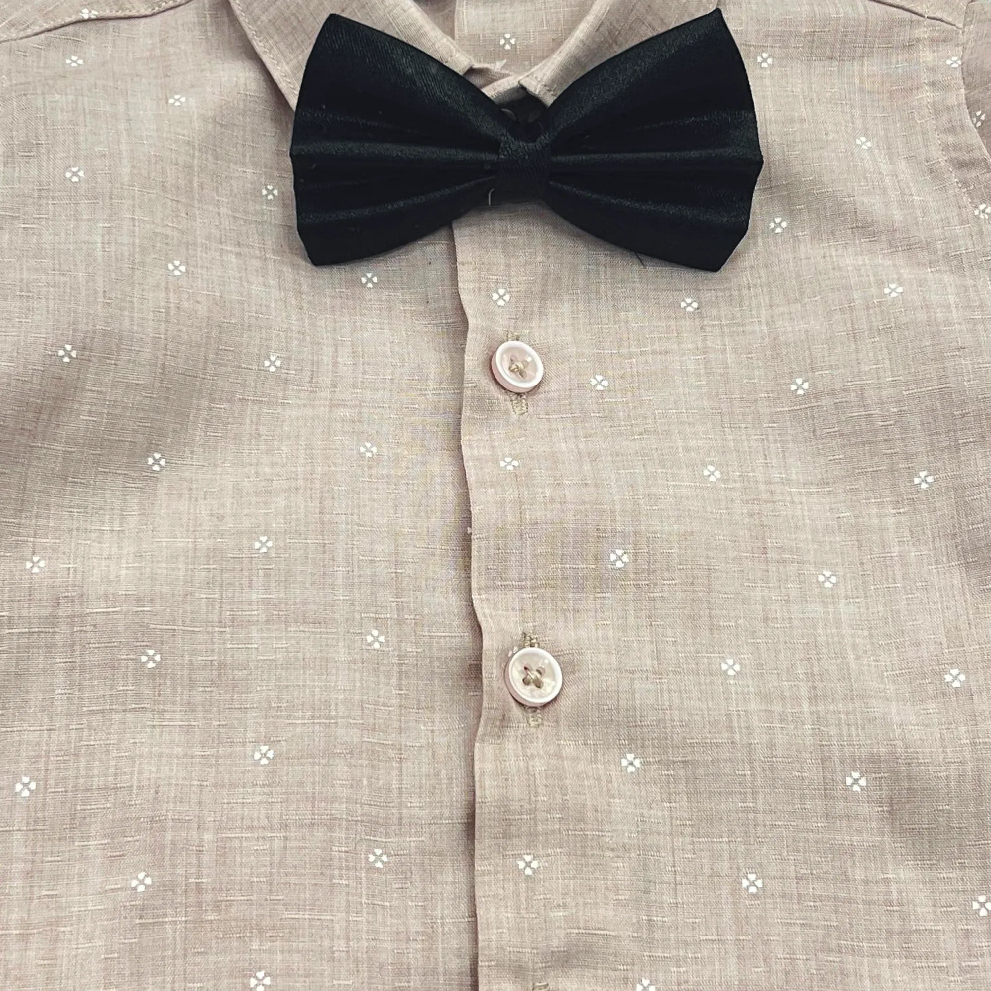 Baby Boy Pink Print Black pant Formal Gallis suit