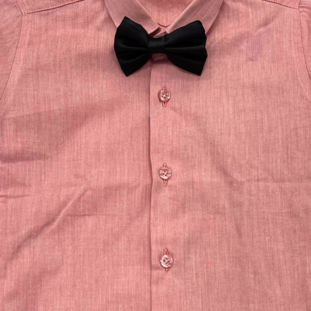 Baby Boy Tea Pink Shirt / Black pant Formal Gallis suit