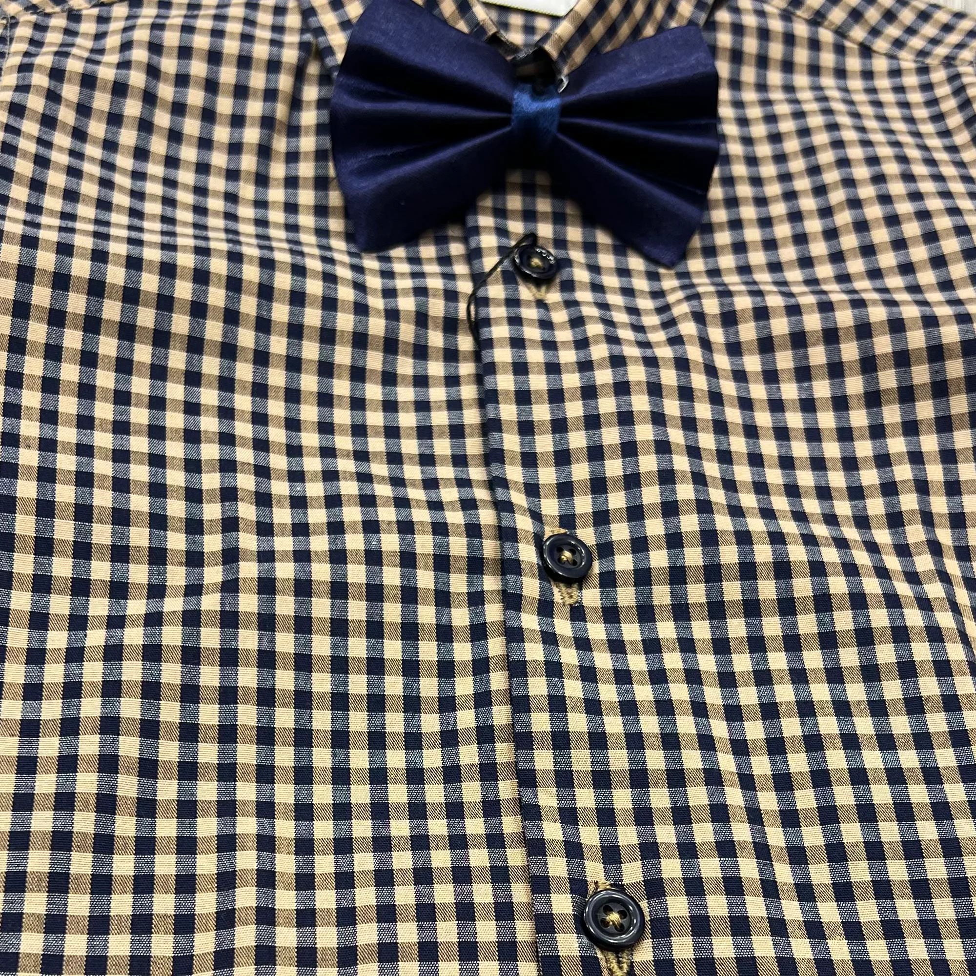 Baby Boy Small Yellow Checked / Blue pant Formal Gallis suit