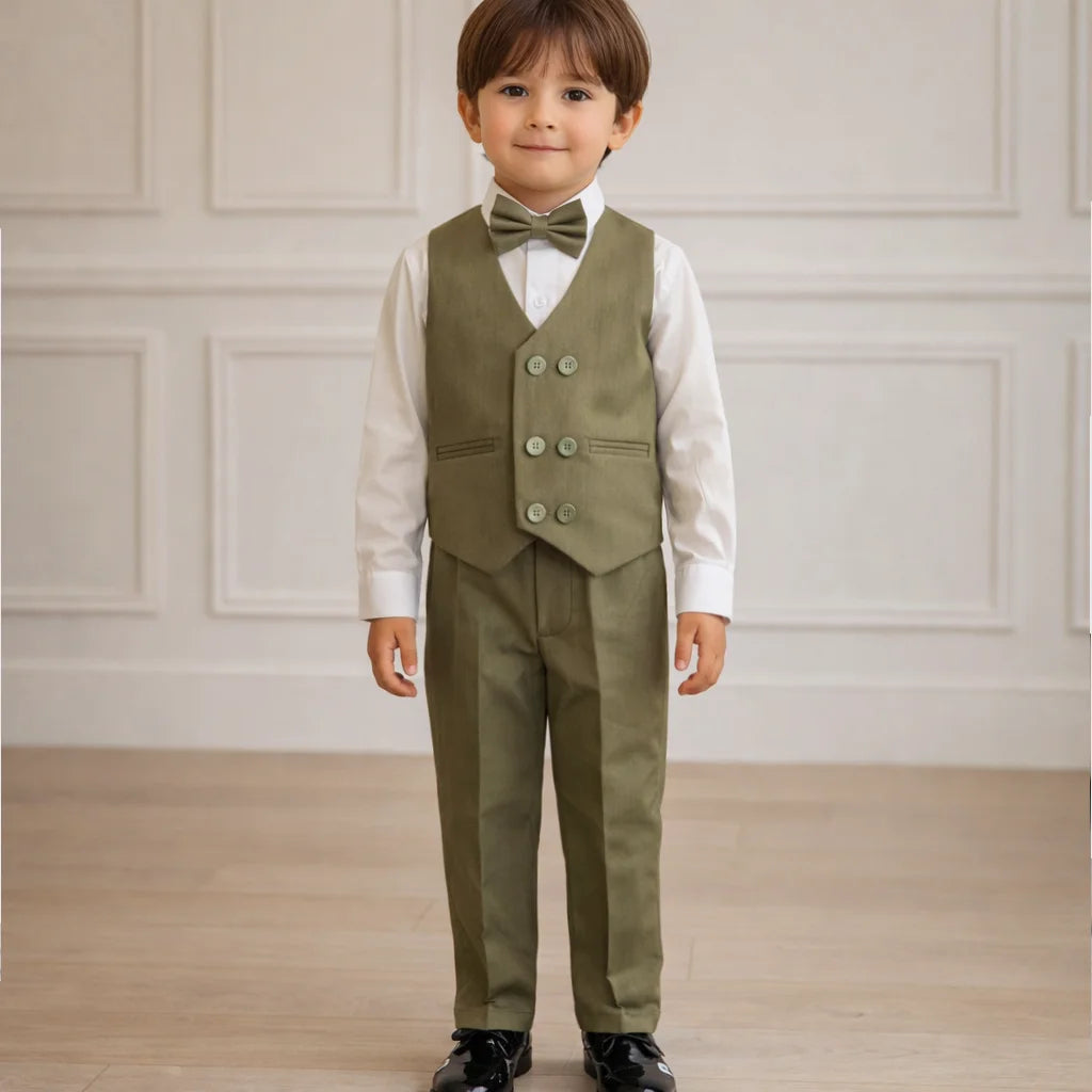 Baby Boy Light Green Waistcoat Formal Set