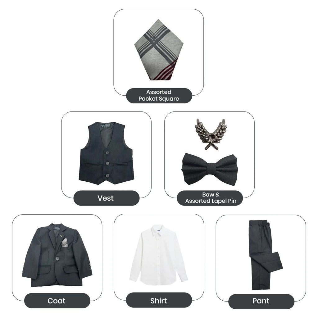 Baby Boy 4 Piece Plain Charcoal Grey Formal Suit