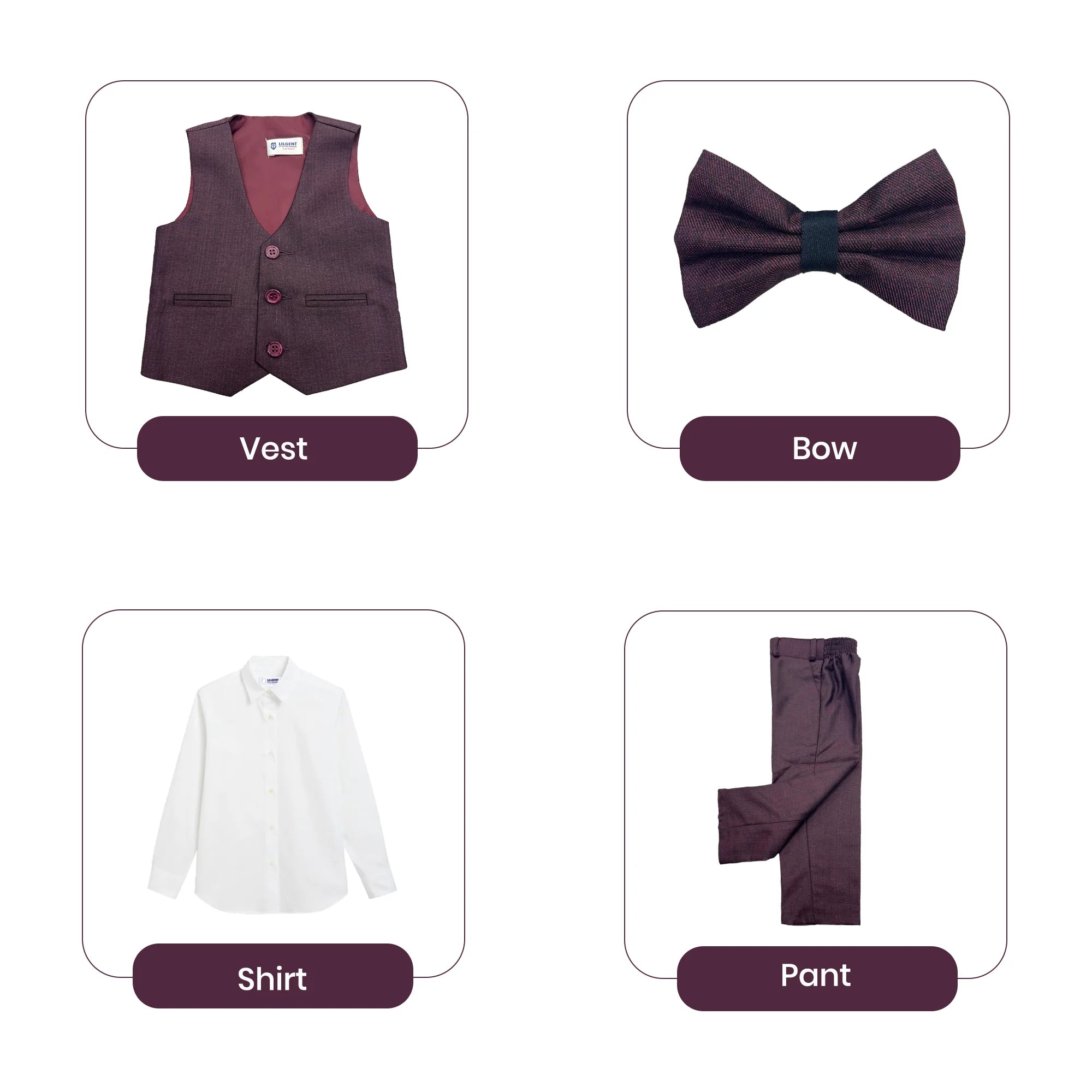 Baby Boy Mahroon Self Waistcoat Formal Set