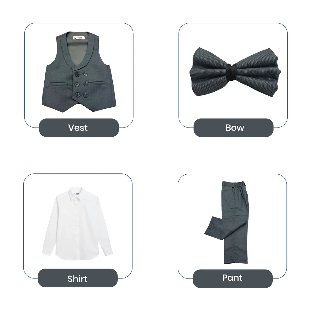 Baby Boy Smoke Grey Six button Waistcoat Formal Set