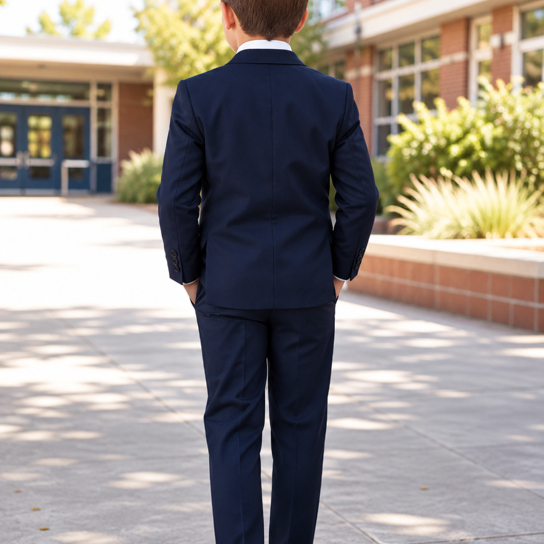 Baby Boy 4 Piece Navy Blue Coat Formal Suit