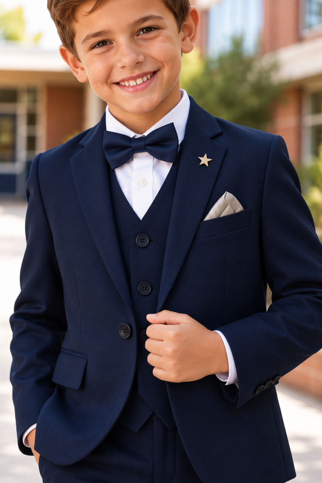 Baby Boy 4 Piece Navy Blue Coat Formal Suit
