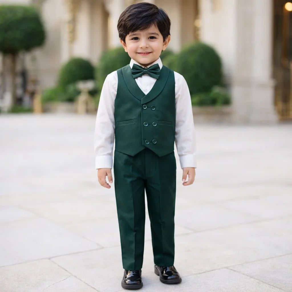 Baby Boy Dark Green Waistcoat Formal Set