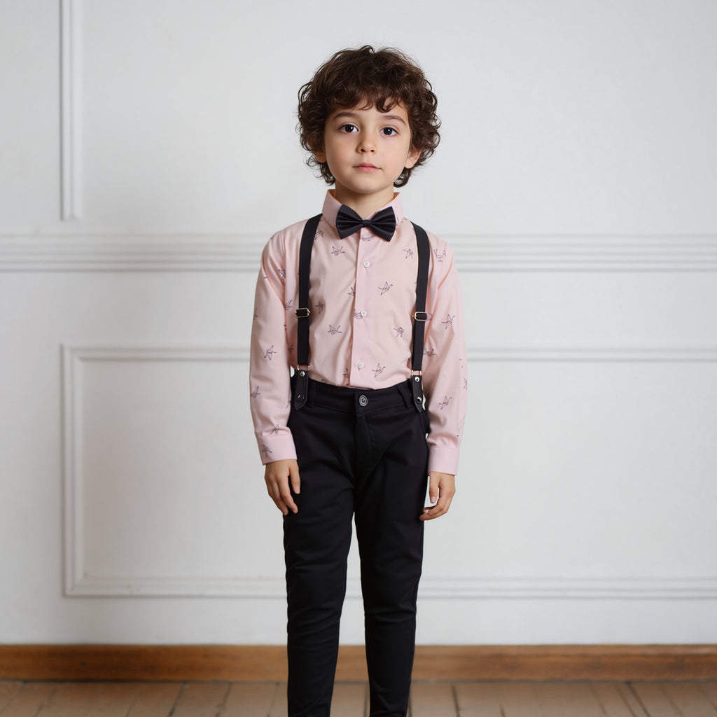Baby Boy 4 Piece Set Pink Print Formal Set