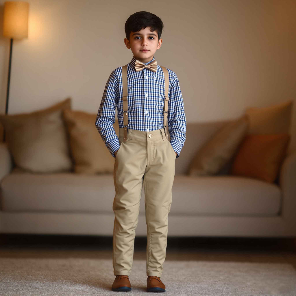 Baby Boy Blue multi Skin pant Formal Gallis suit