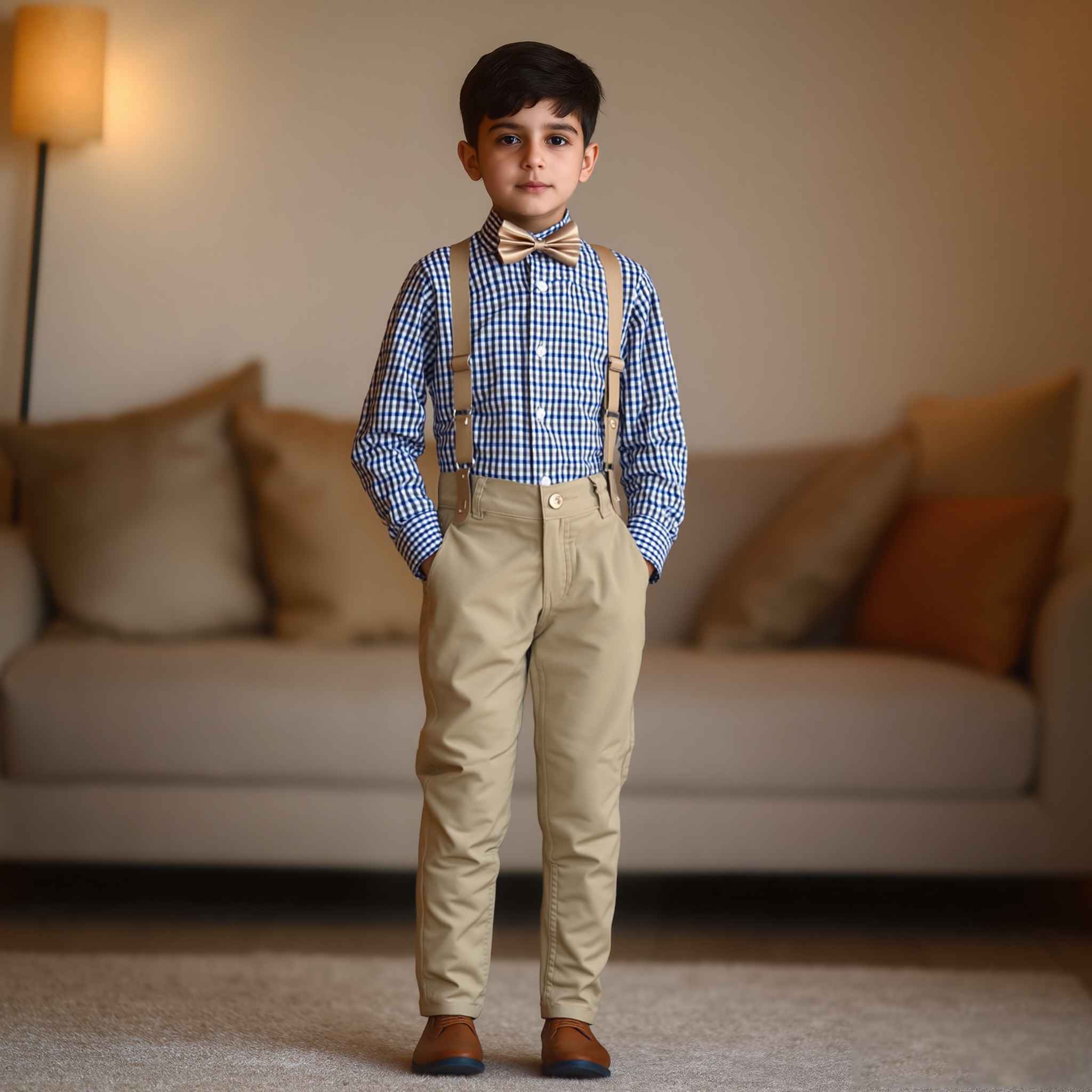 Baby Boy Blue multi Skin pant Formal Gallis suit