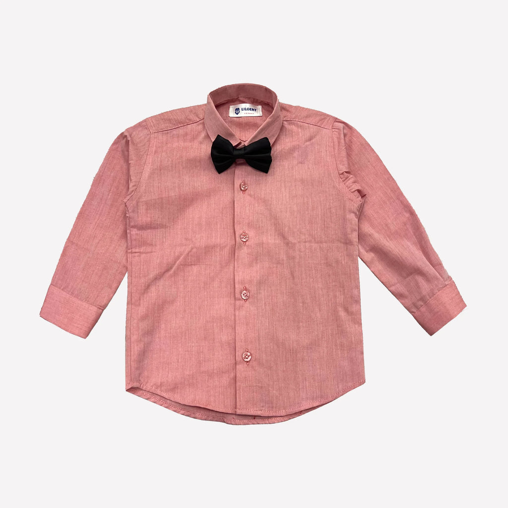 Baby Boy Tea Pink Shirt / Black pant Formal Gallis suit