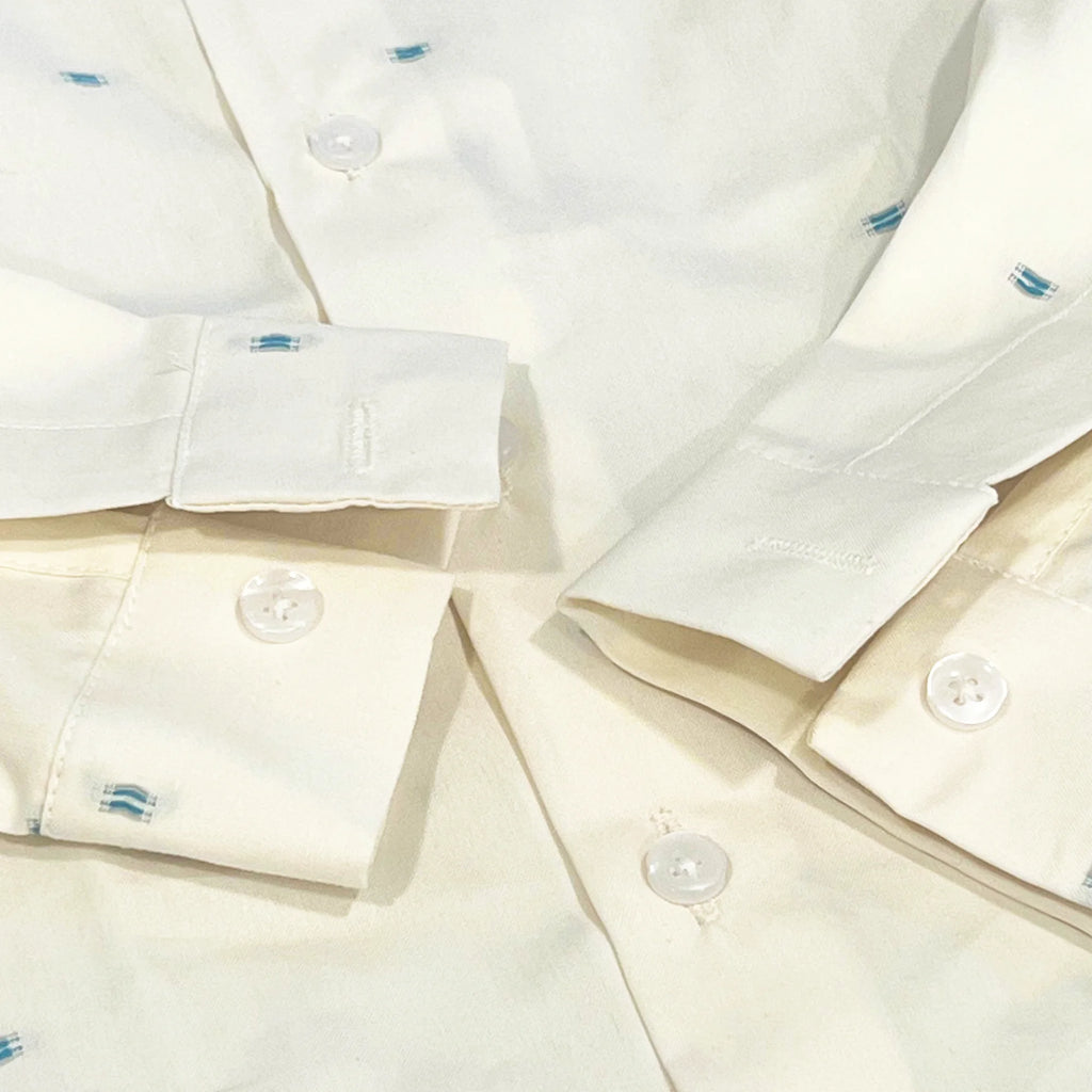 Baby Boy Off White Self Shirt / Blue pant Formal Gallis suit