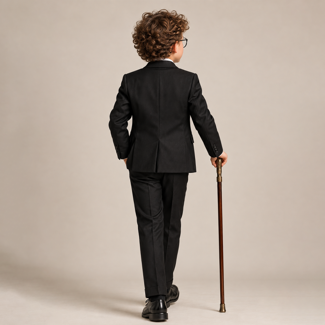Baby Boy 4 Piece Black Coat Formal Suit