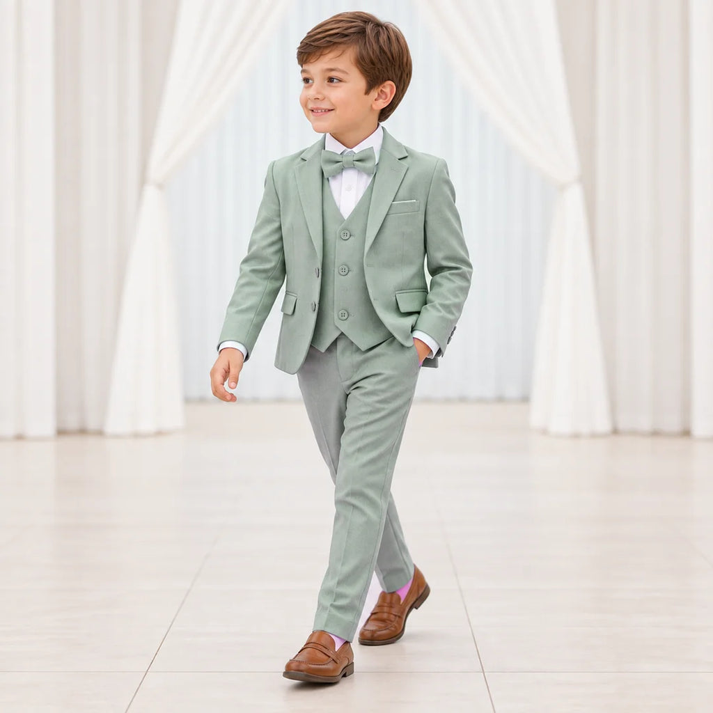 Baby Boy 4 Piece Coat Formal Suit sage green