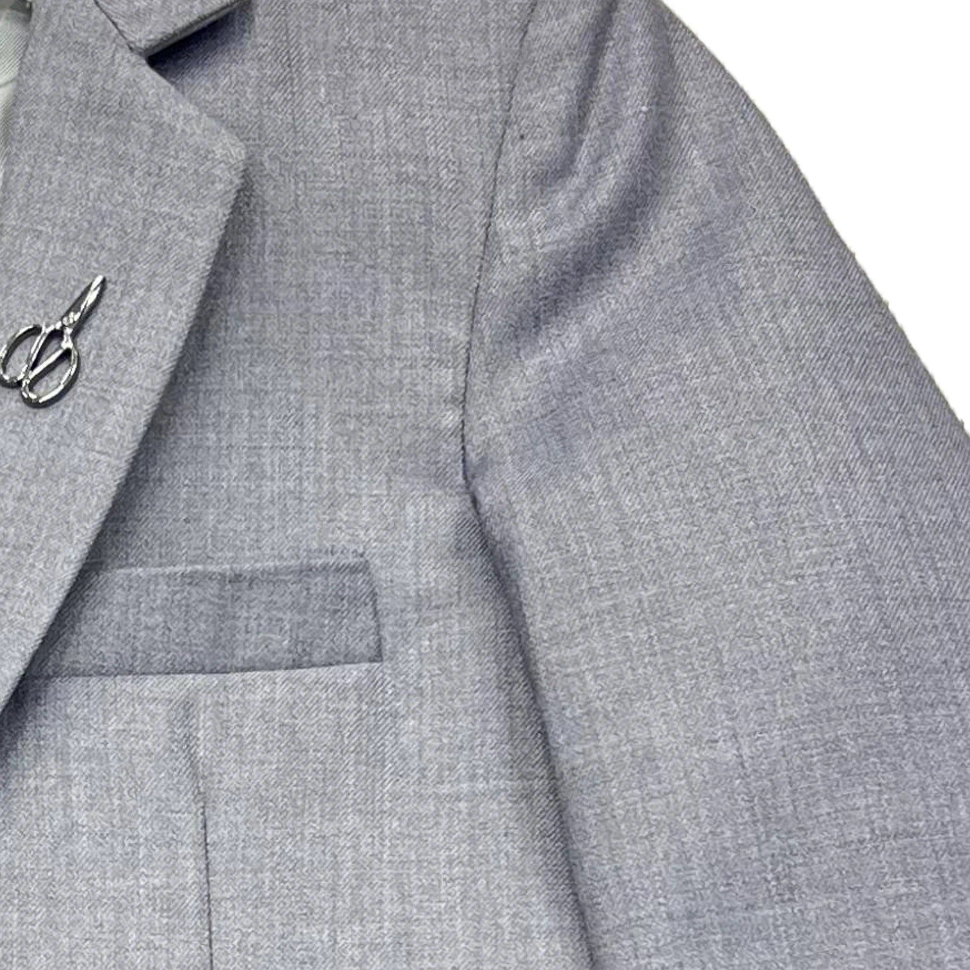 Baby Boy 4 Piece Coat Formal Suit Grey Self