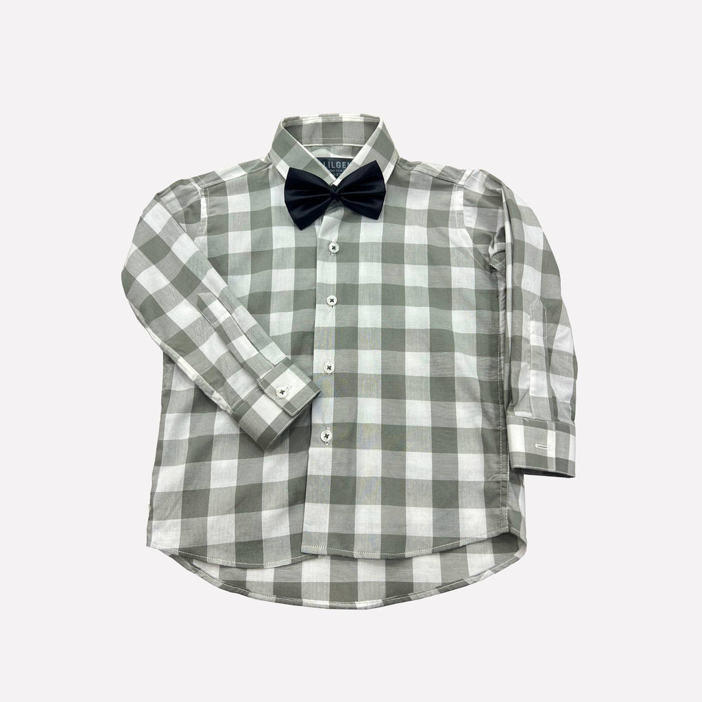 Baby Boy 4 Piece Set Greenish Grey Checked Formal Set