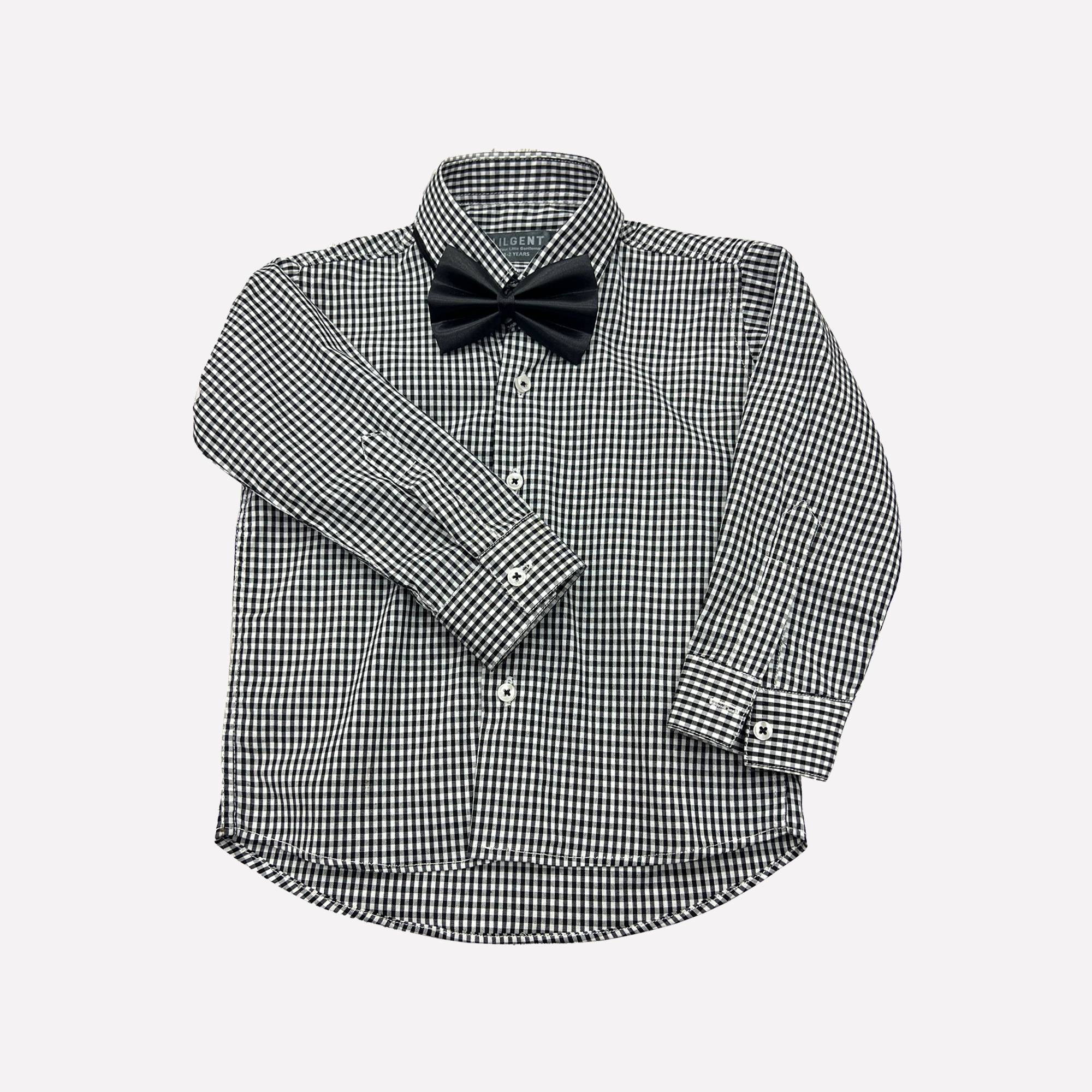 Baby Boy 4 Piece Set Black Checked Print Formal Set