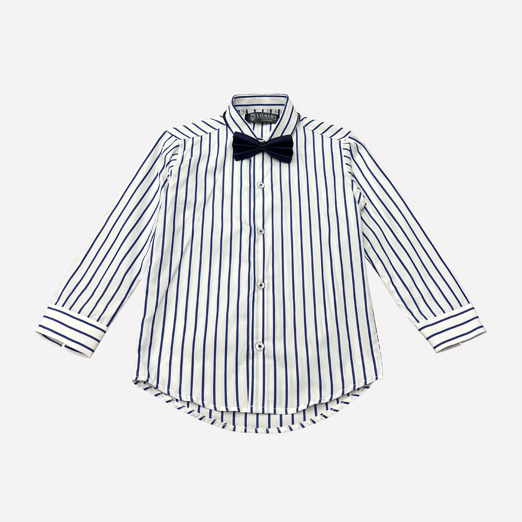 Baby Boy 4 Piece Set White / Blue Stripes Formal Set