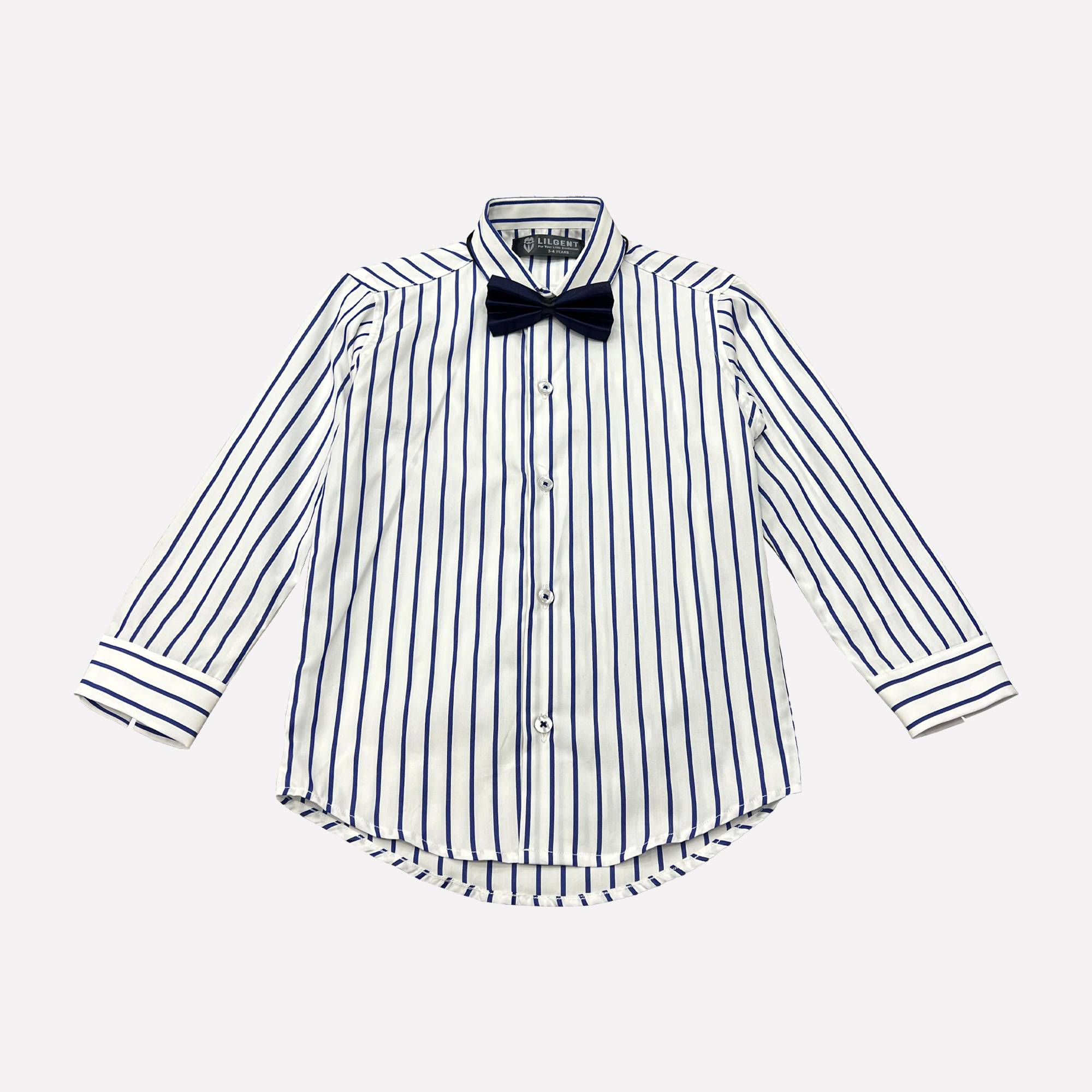 Baby Boy 4 Piece Set White / Blue Stripes Formal Set