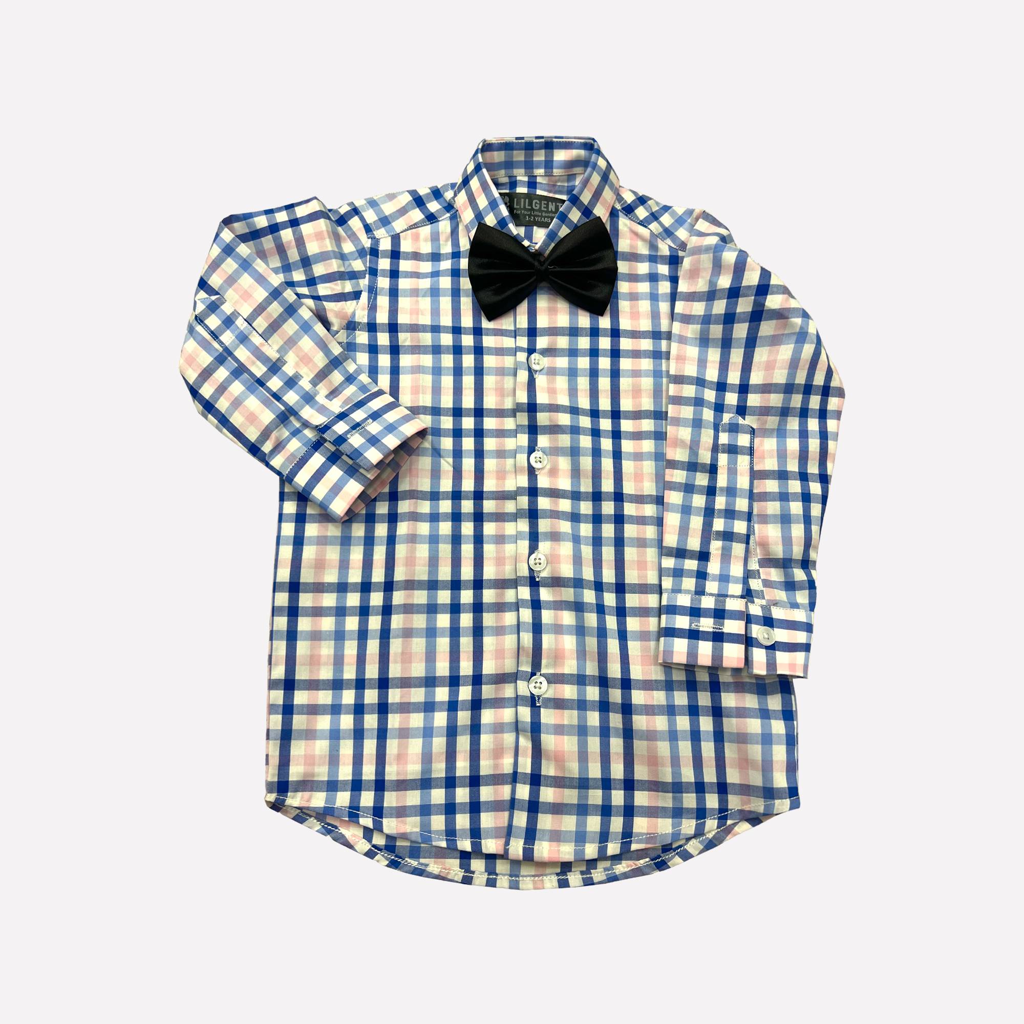 Baby Boy 4 Piece Multi Check Print Black pant Formal set