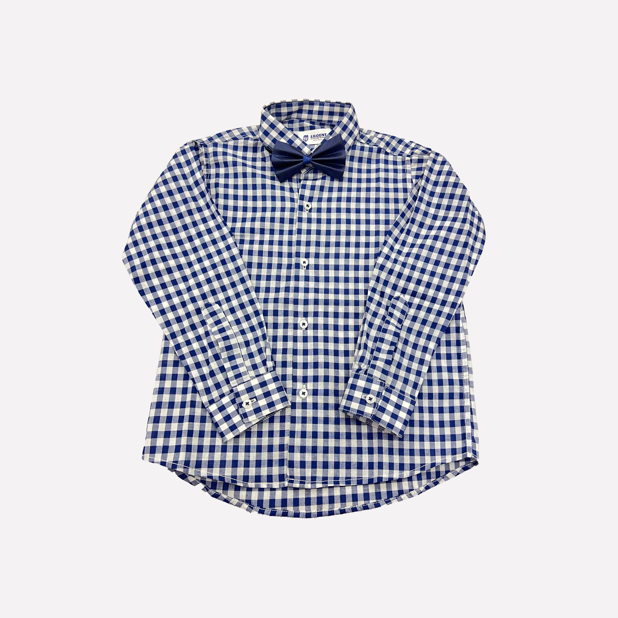 Baby Boy 4 Piece Set Blue Small Checked Print Formal Set