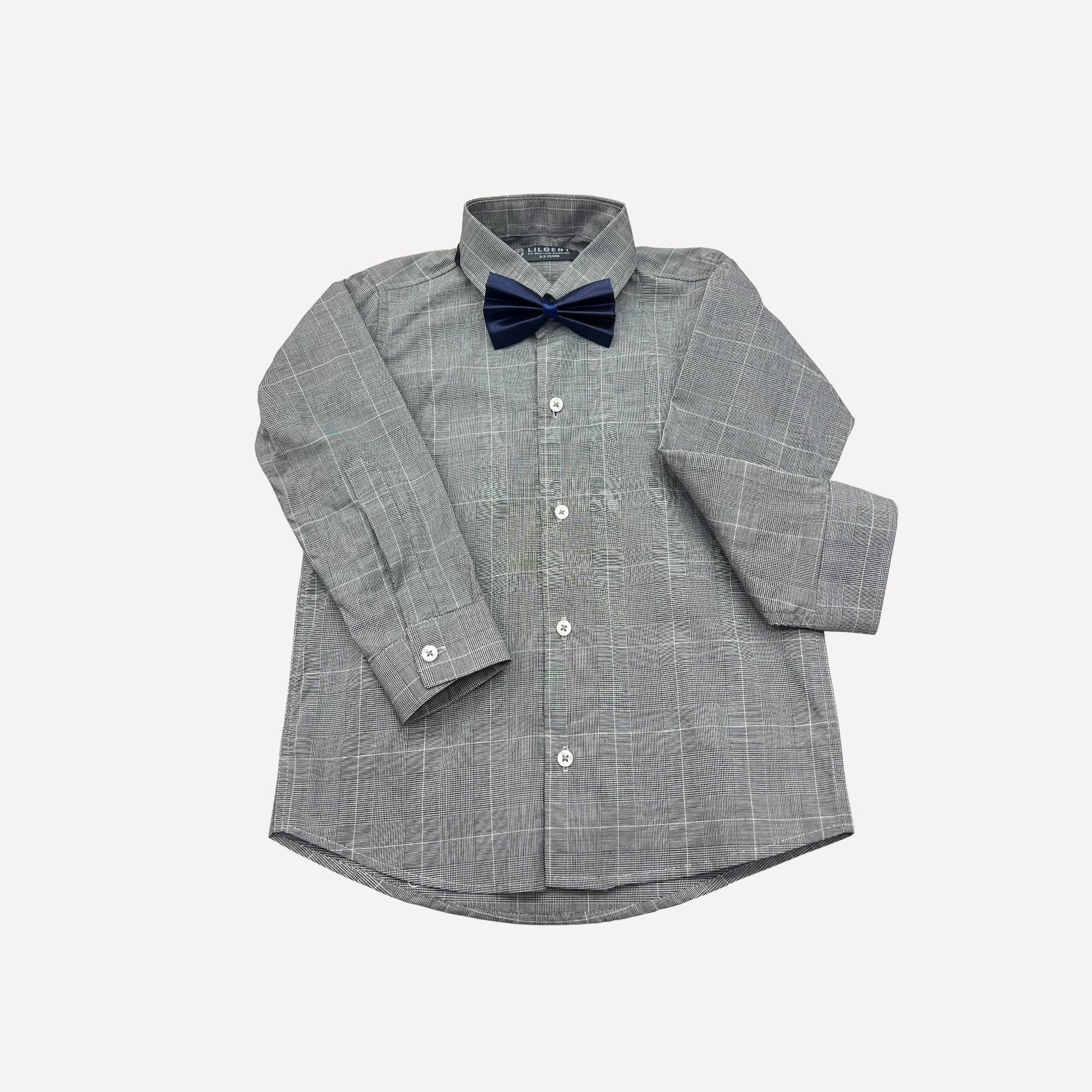 Baby Boy 4 Piece Set Grey Print / Navy Blue Formal Set