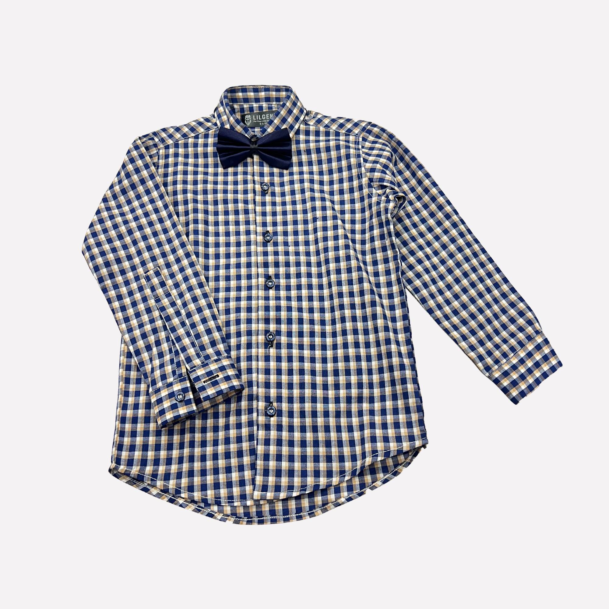 Baby Boy 4 Piece navy / Skin Check Print Formal set