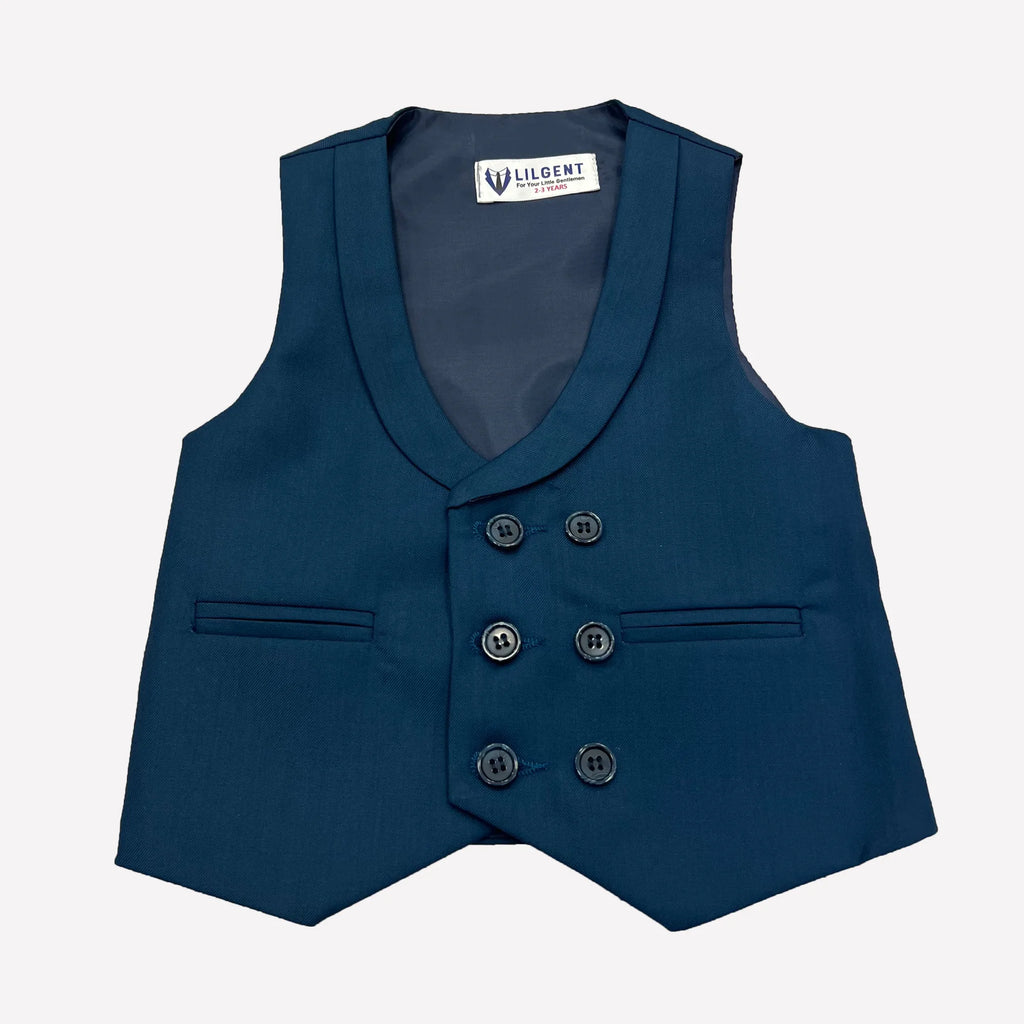 Baby Boy Marine Blue Six Button Waistcoat Formal Set