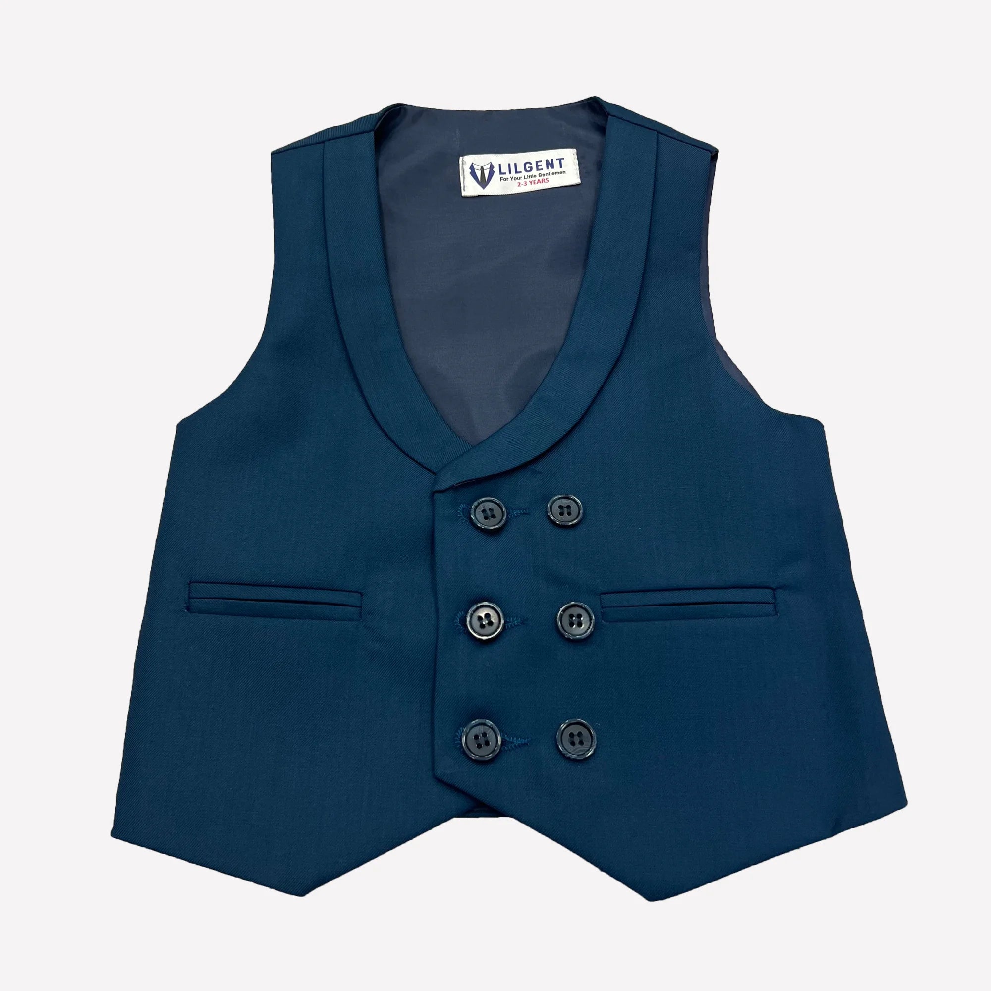 Baby Boy Marine Blue Six Button Waistcoat Formal Set