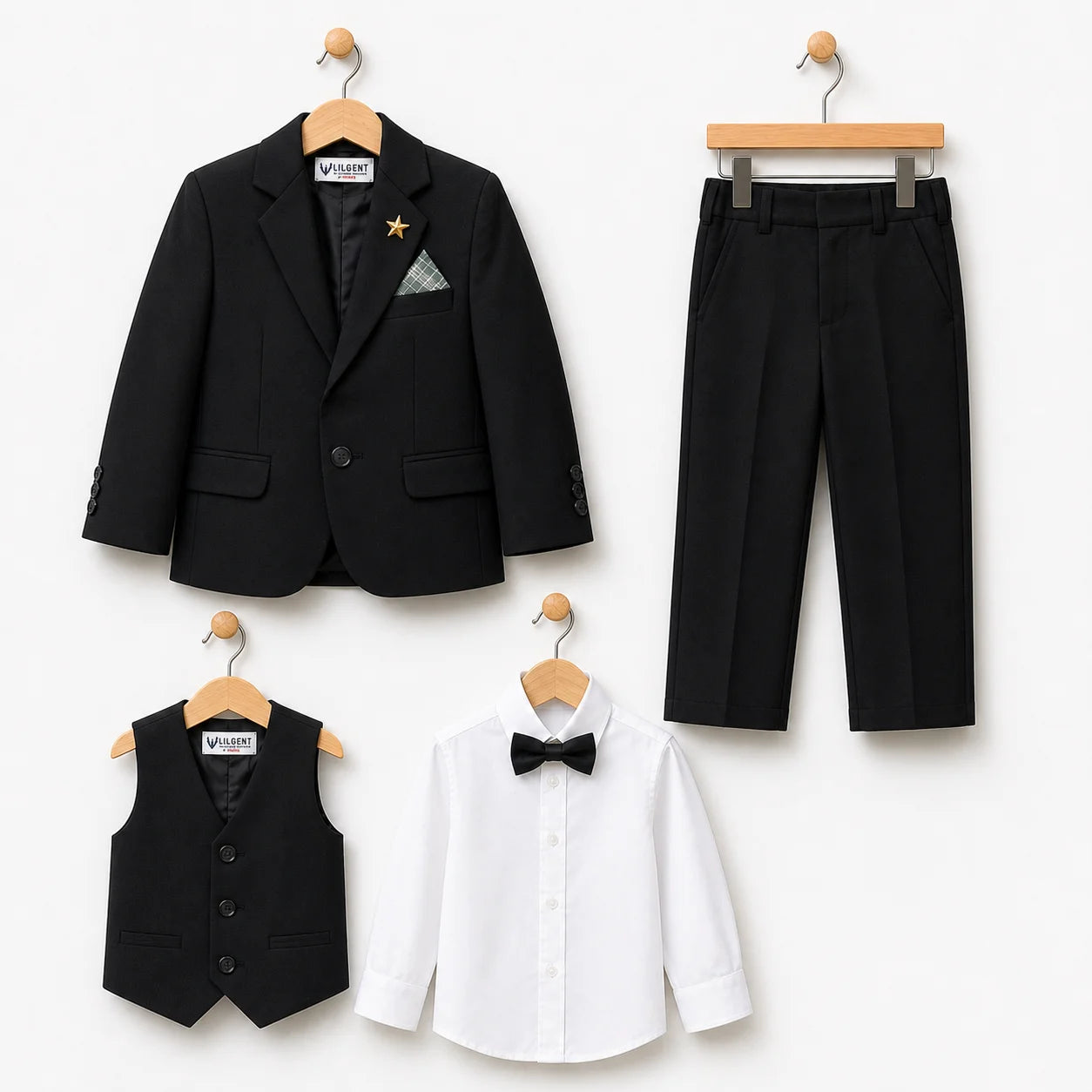Baby Boy 4 Piece Coat Formal Suit Black