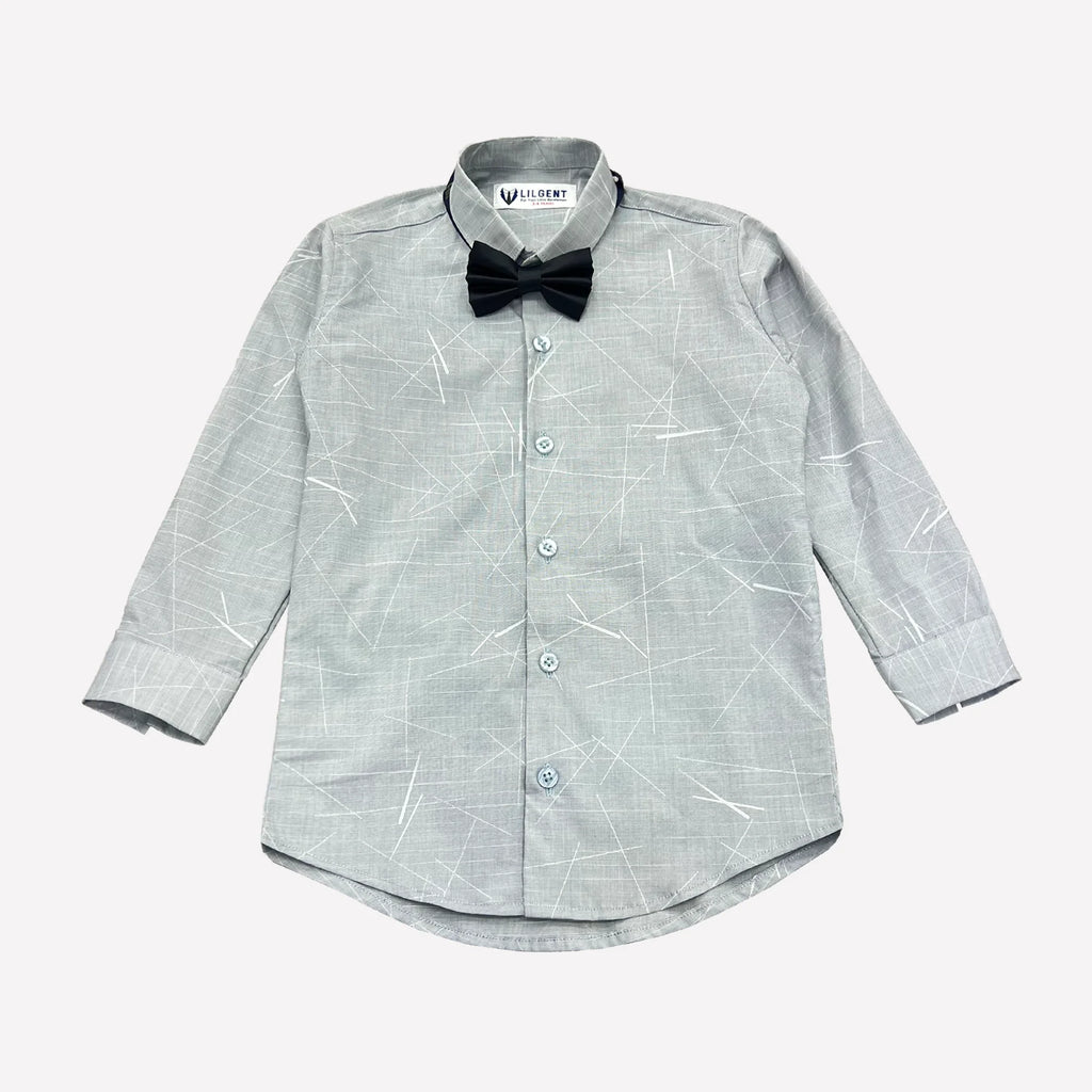 Baby Boy White Print Shirt / Black pant Formal Gallis suit