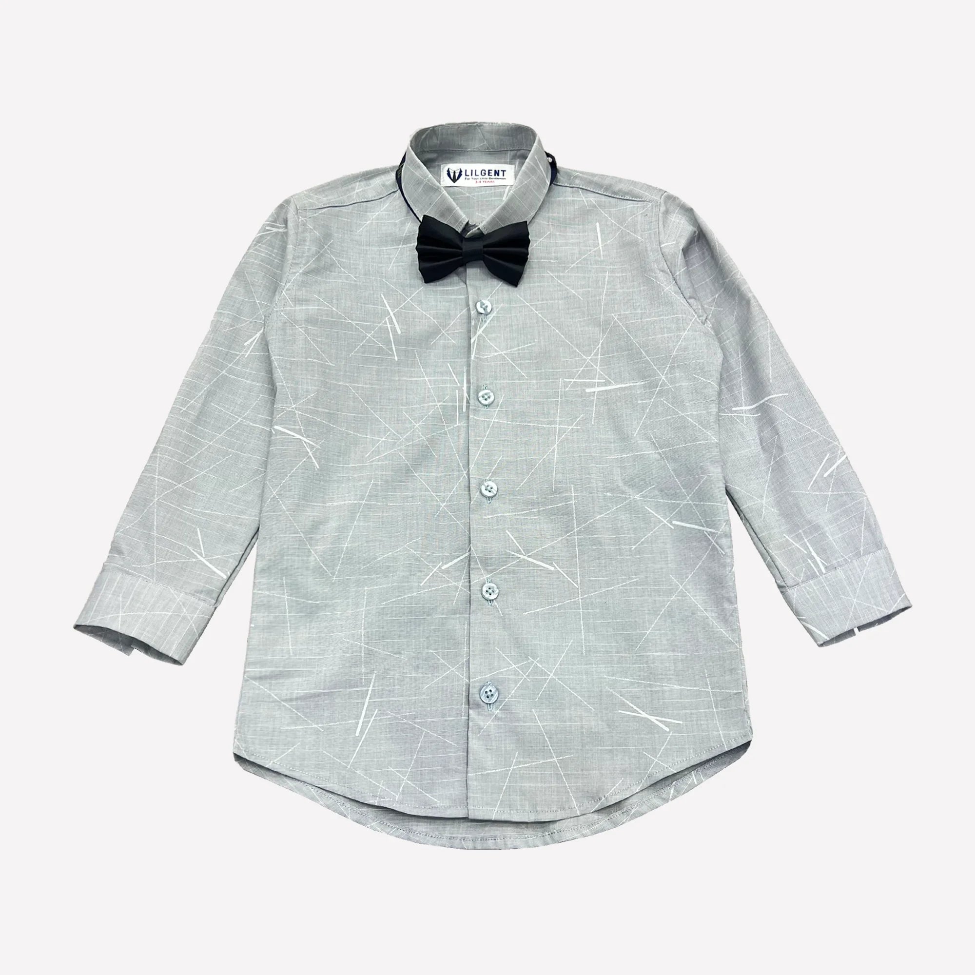 Baby Boy White Print Shirt / Black pant Formal Gallis suit