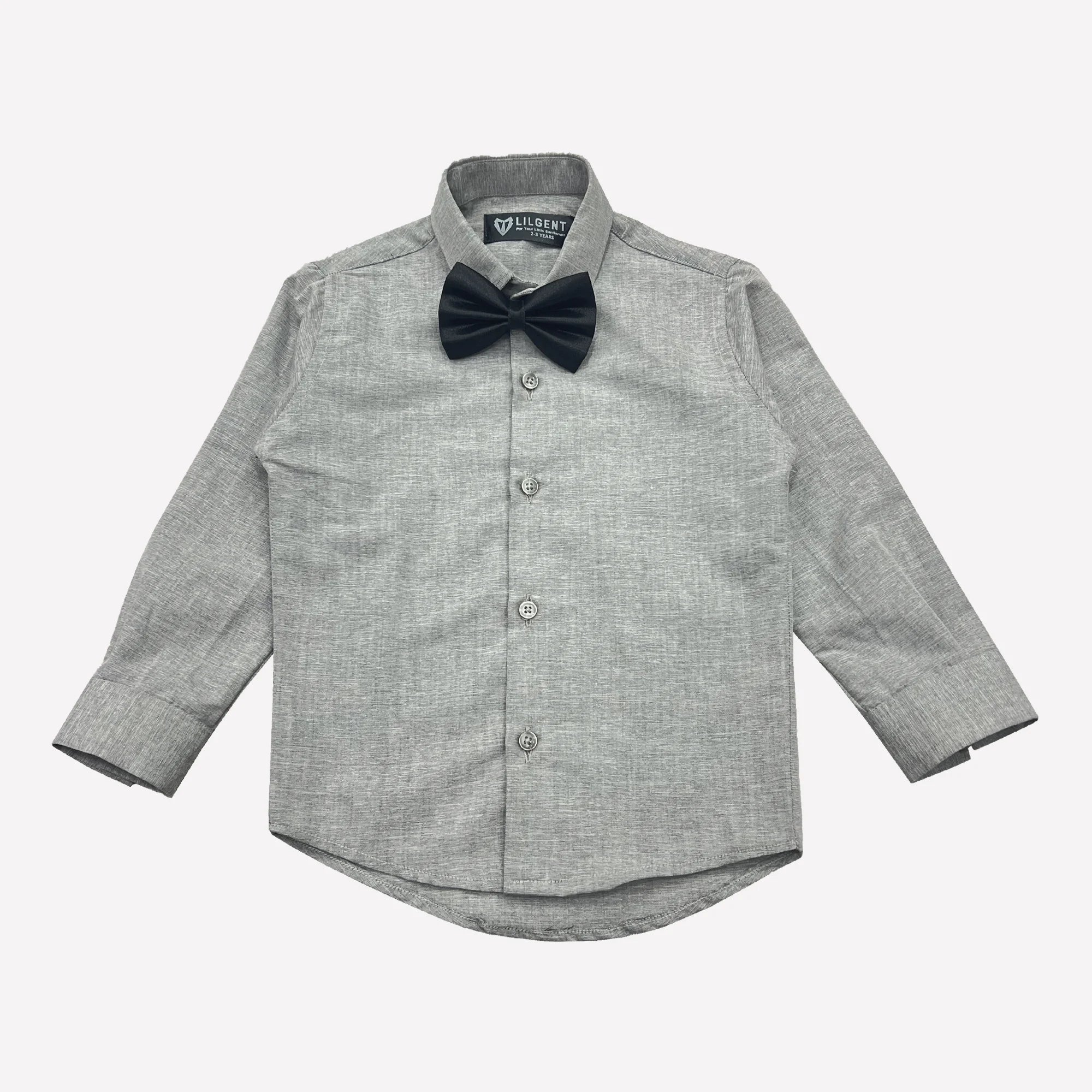 Baby Boy Light Grey Self Black pant Formal Gallis suit