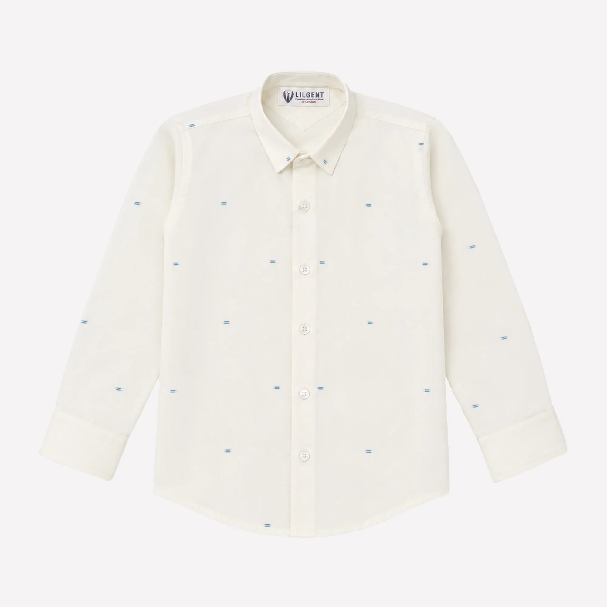 Baby Boy Off White Self Shirt / Blue pant Formal Gallis suit