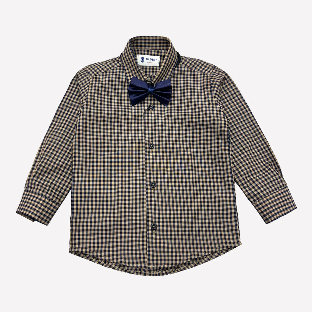 Baby Boy Small Yellow Checked / Blue pant Formal Gallis suit