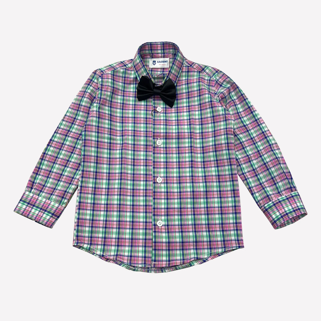 Baby Boy Green Multi Checked / Blue pant Formal Gallis suit