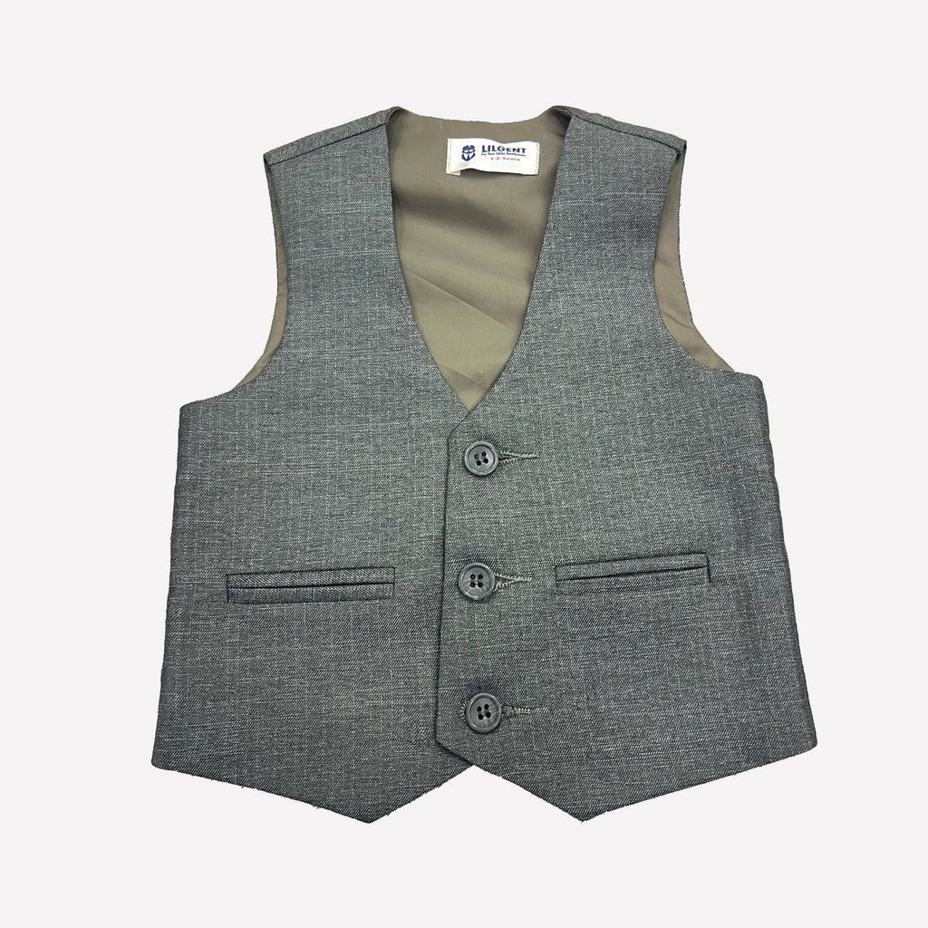Baby Boy Light Grey Self Waistcoat Formal Set