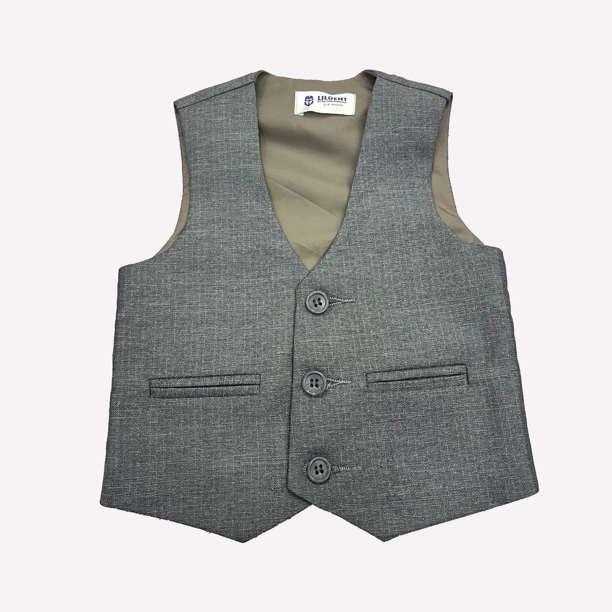 Baby Boy Light Grey Self Waistcoat Formal Set