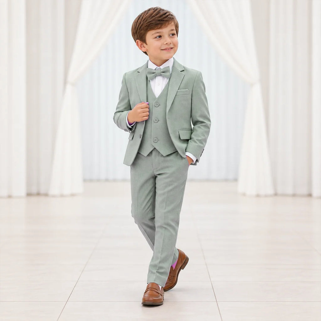 Baby Boy 4 Piece Coat Formal Suit sage green
