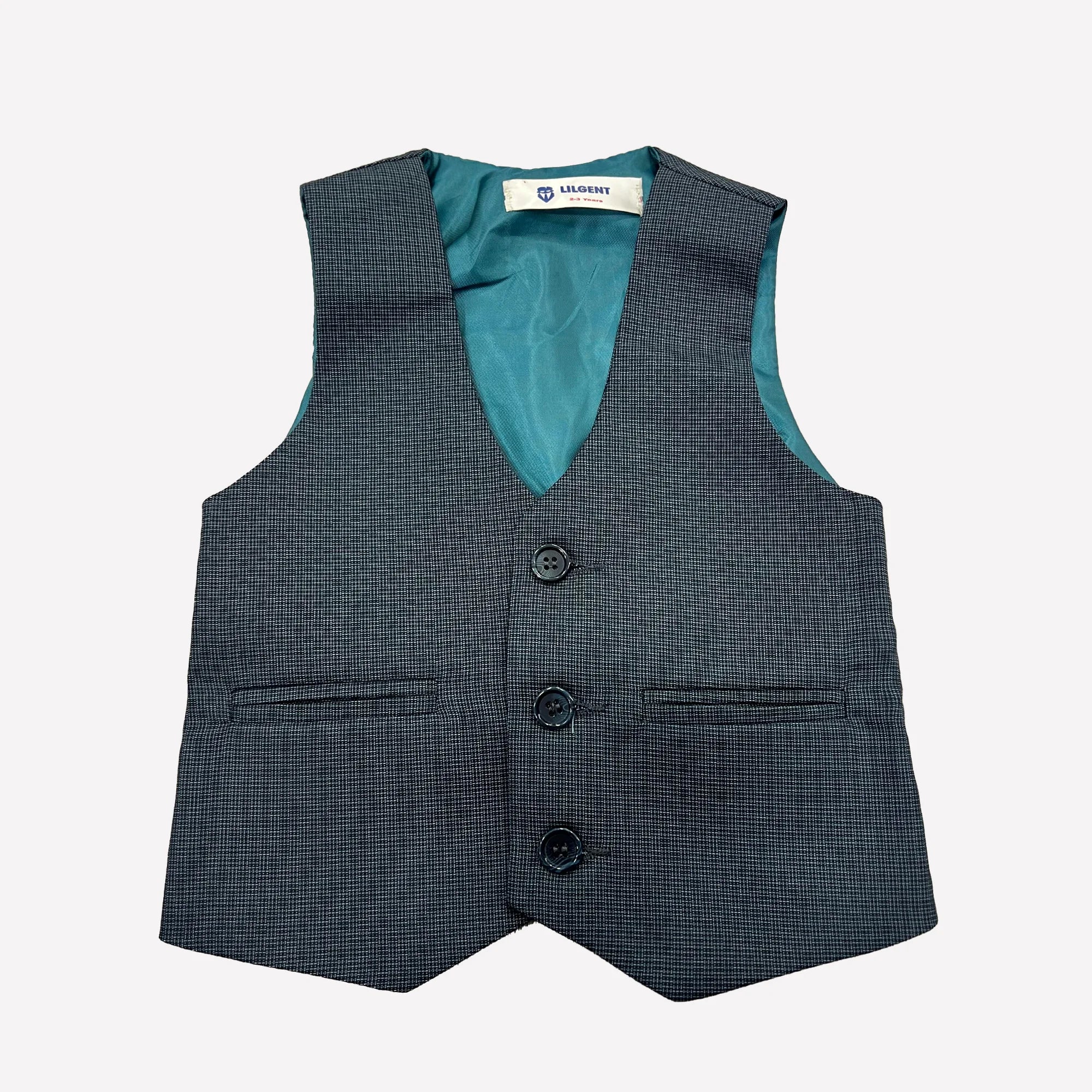 Baby Boy Blue / Green Micro Checked Waistcoat Formal Set