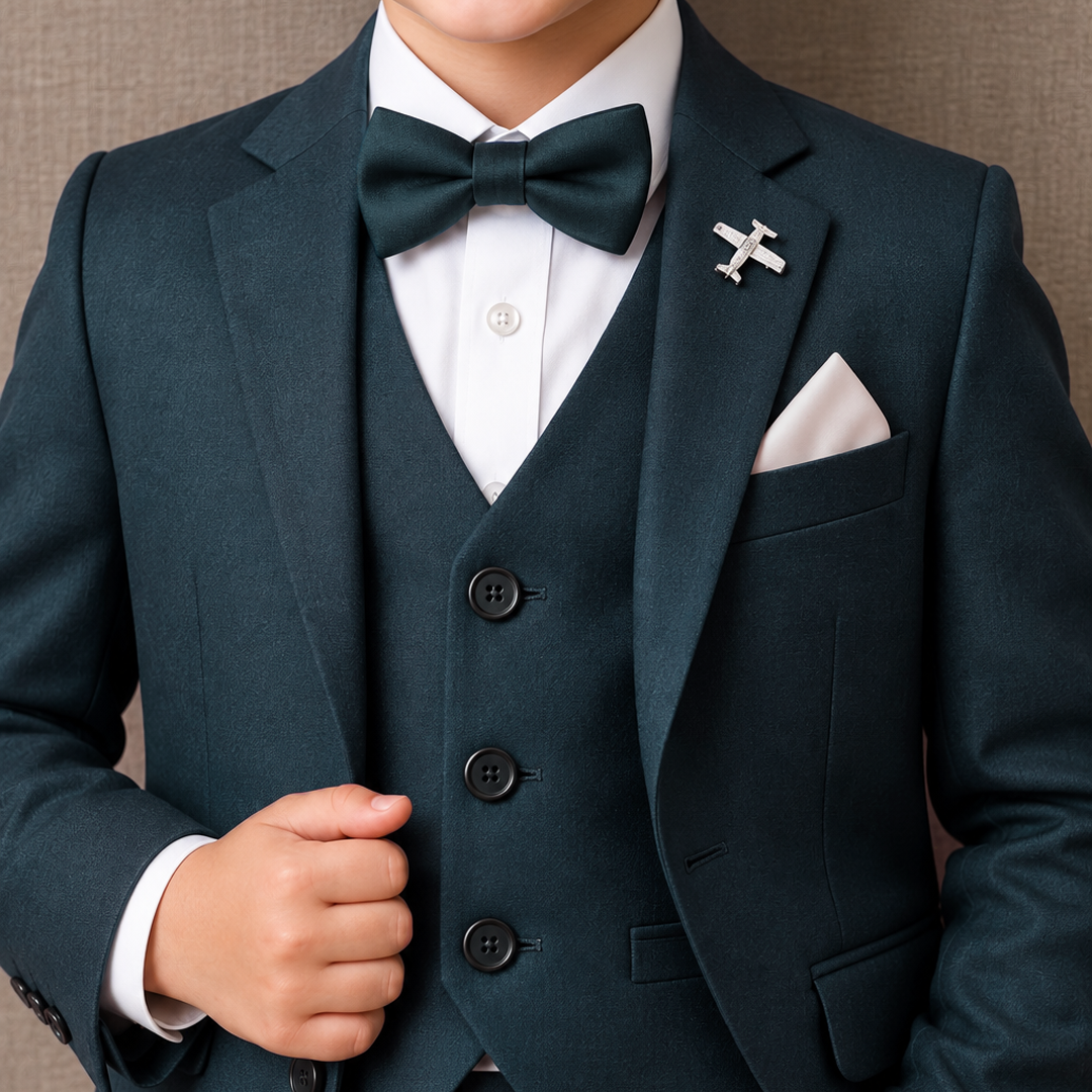 Baby Boy 4 Piece Teal Green Coat Formal Suit