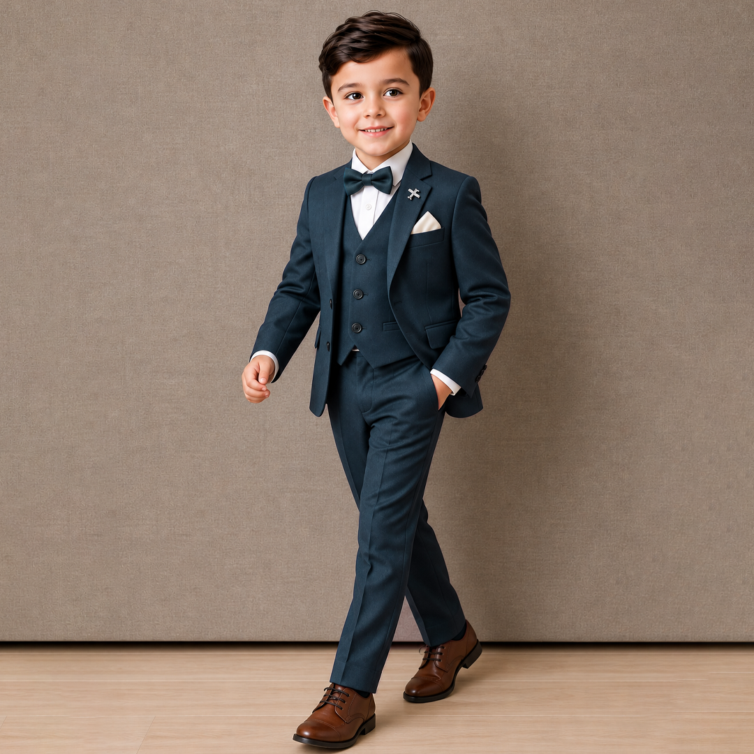 Baby Boy 4 Piece Teal Green Coat Formal Suit