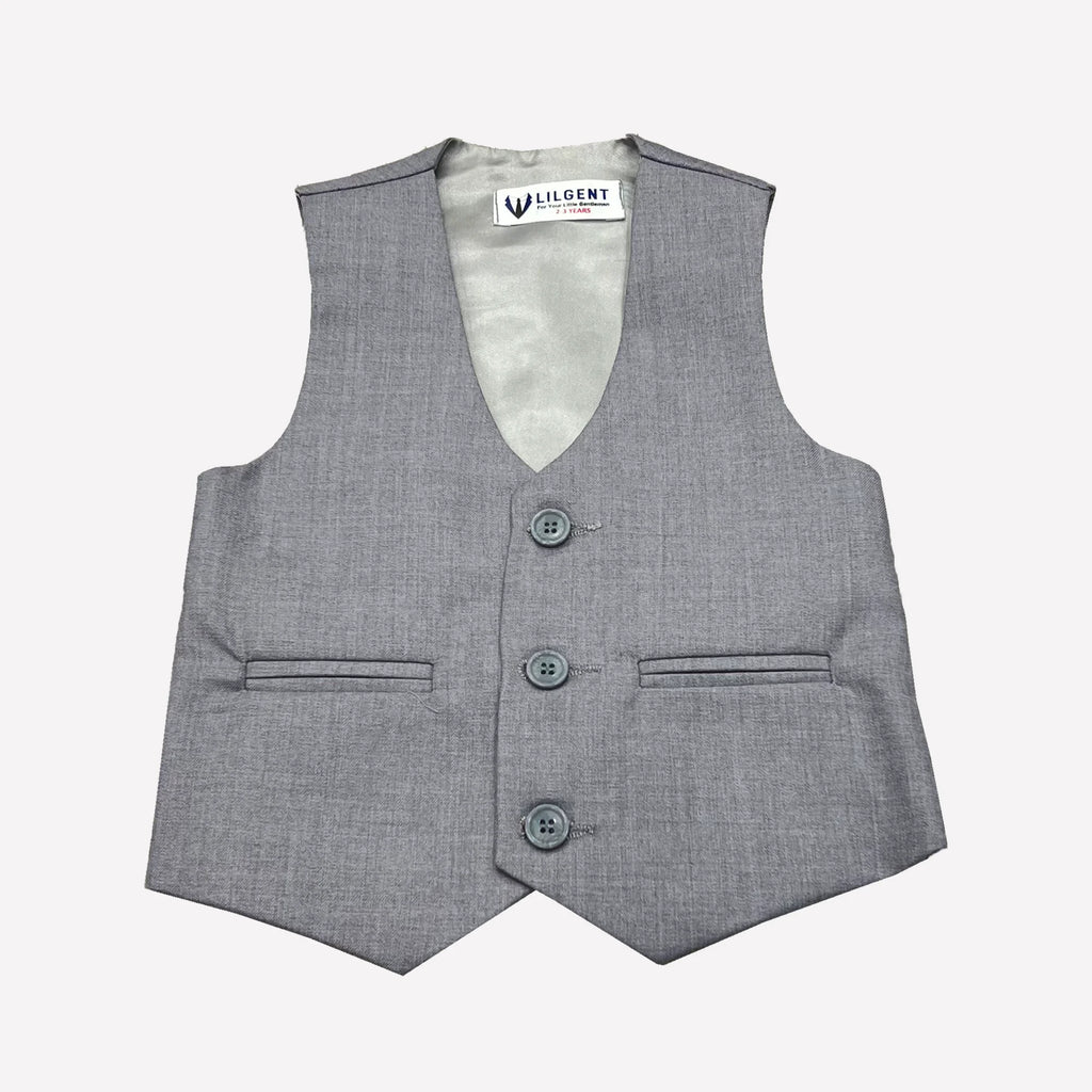 Baby Boy 4 Piece Coat Formal Suit Grey Self