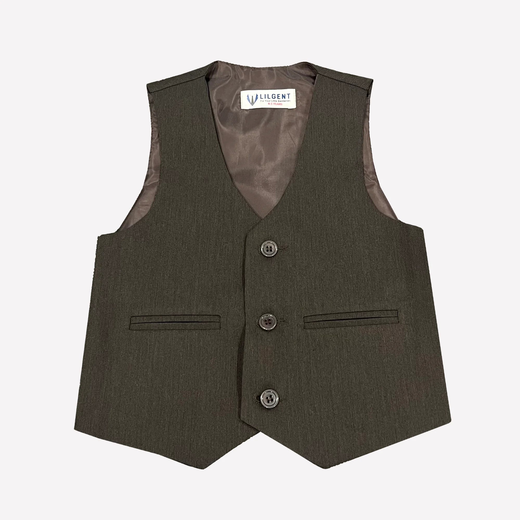 Baby Boy 4 Piece Coat Formal Suit Dark Brown Self