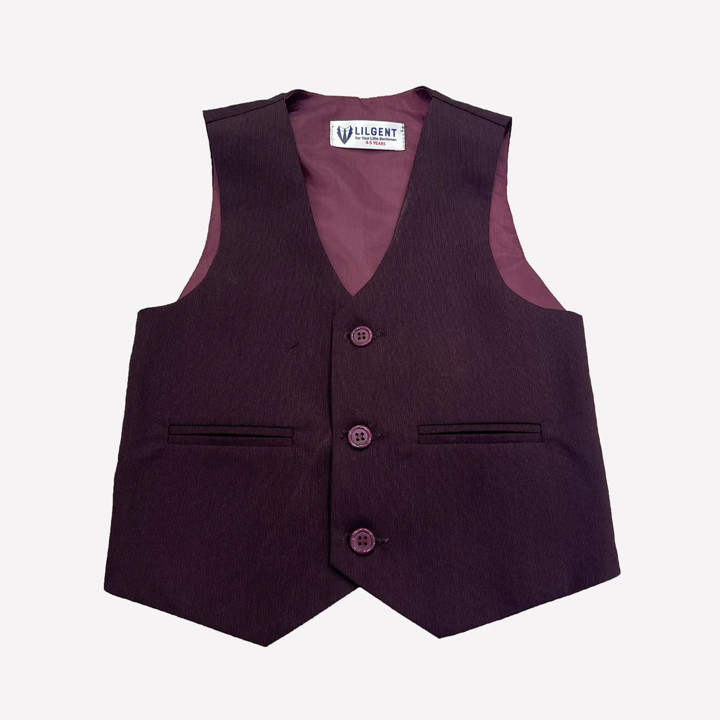 Baby Boy 4 Piece Coat Formal Suit Maroon Self