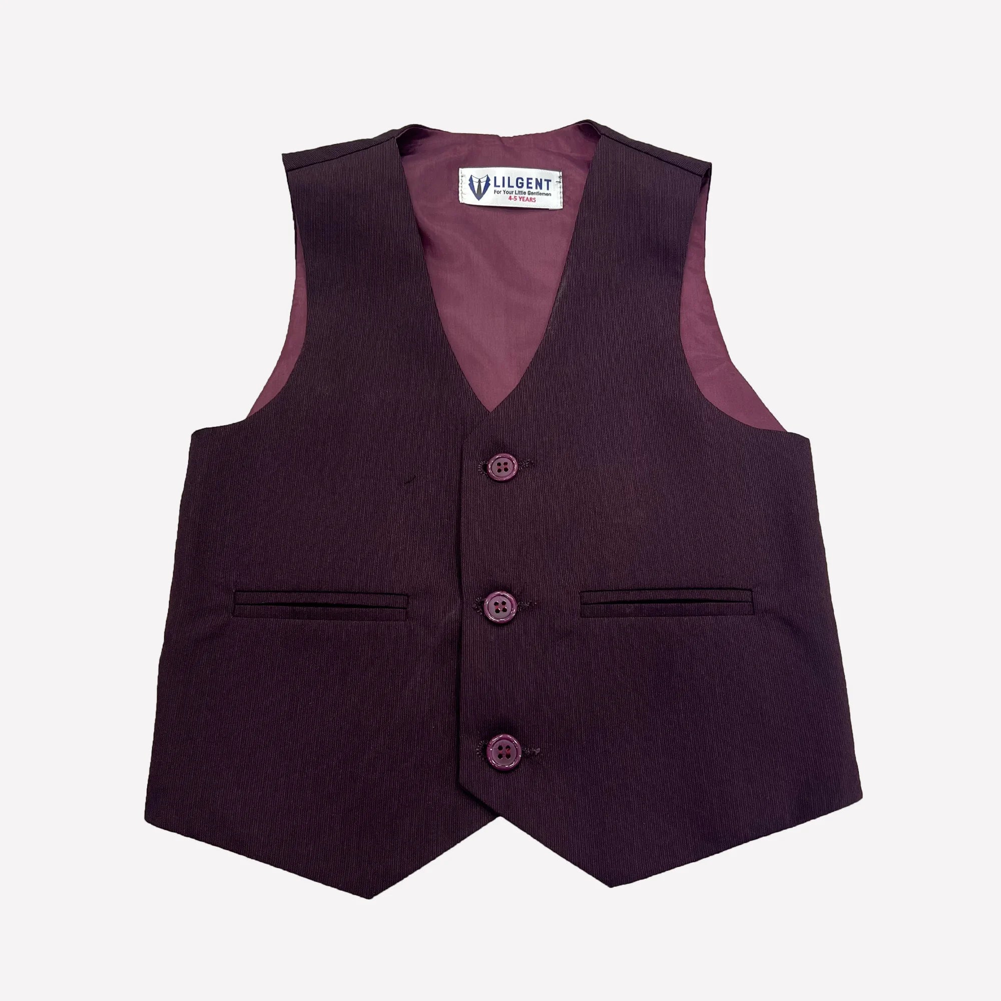 Baby Boy 4 Piece Coat Formal Suit Maroon Self